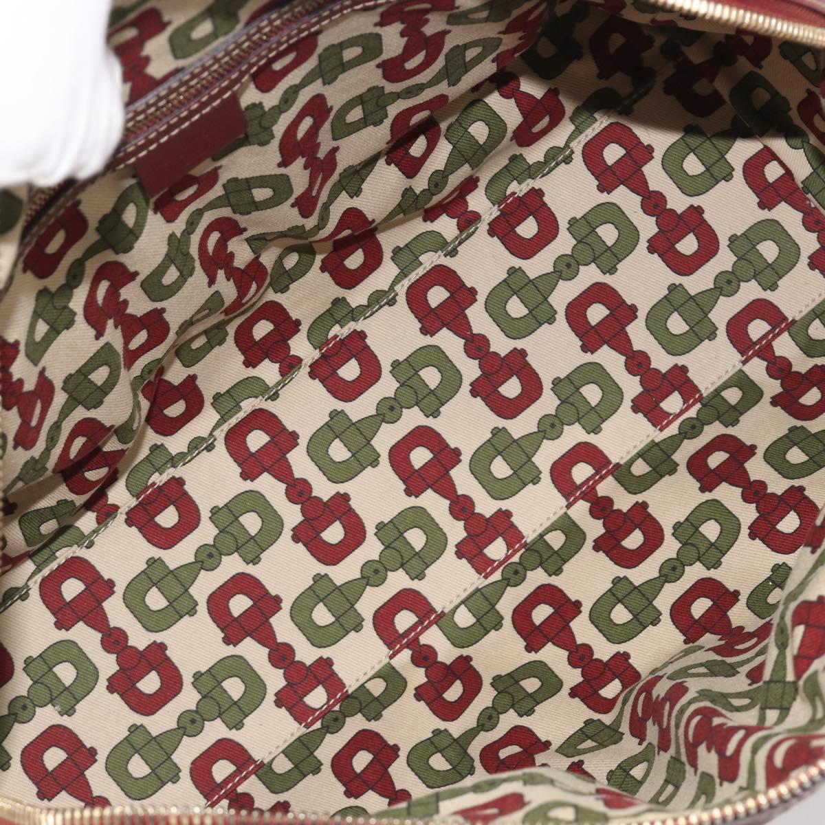 GUCCI GG Canvas Guccissima Boston Bag Leather Red Gold 163290 Auth 195581A