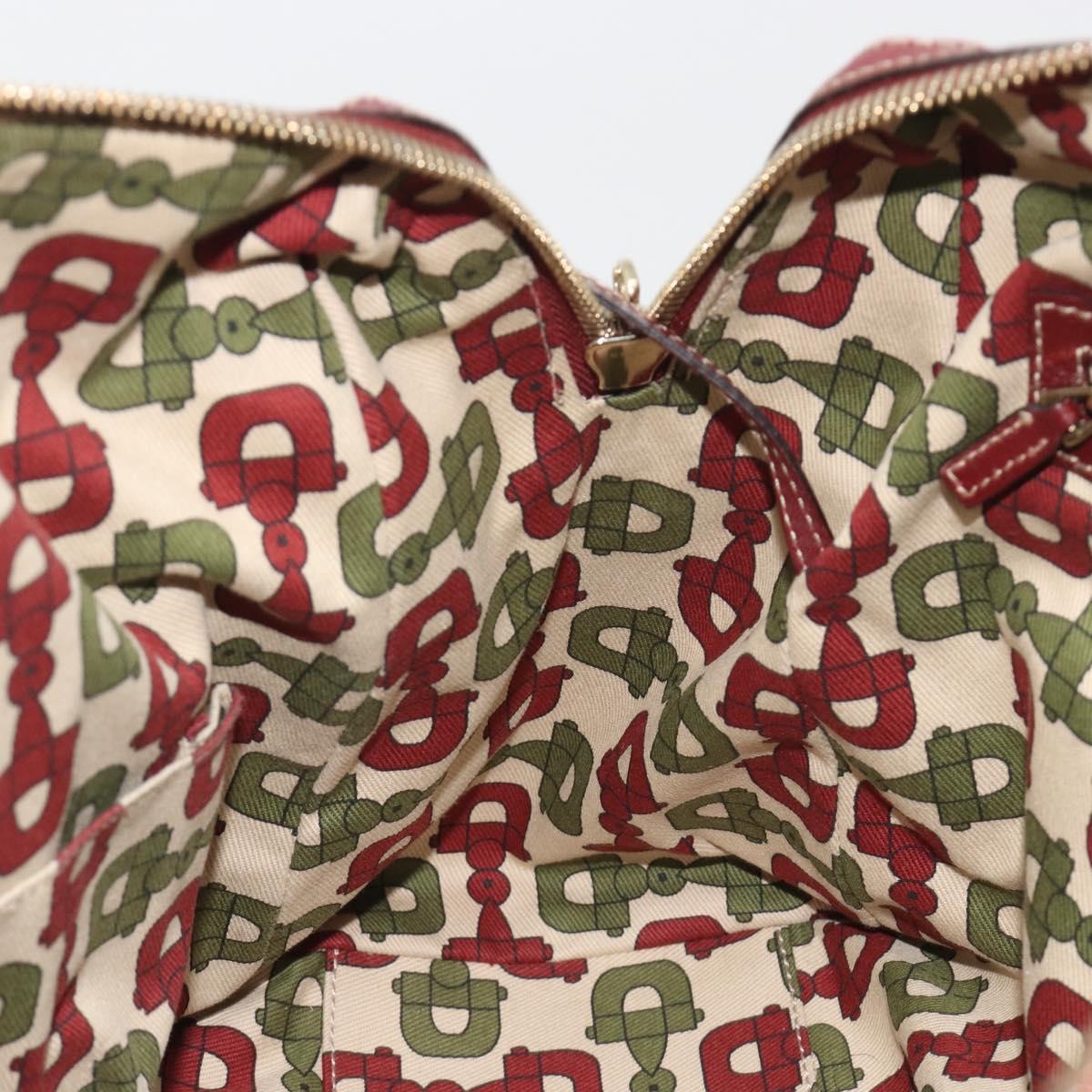 GUCCI GG Canvas Guccissima Boston Bag Leather Red Gold 163290 Auth 195581A