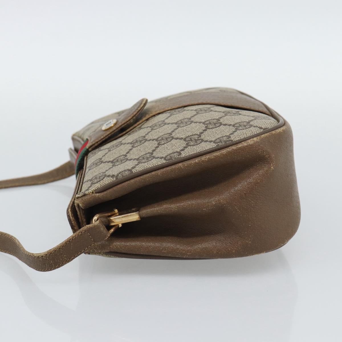 GUCCI GG Supreme Web Sherry Line Bag PVC Beige Gold 116 02 024 Auth 195582