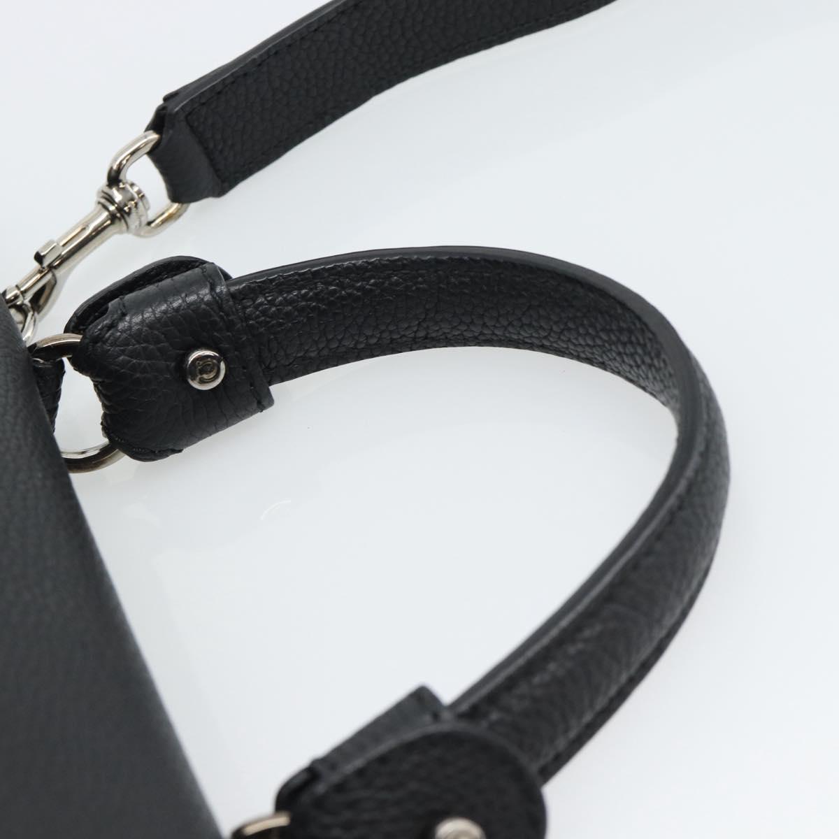 Salvatore Ferragamo Sofia Gancini Hand Bag Leather 2way Black Silver Auth 195584