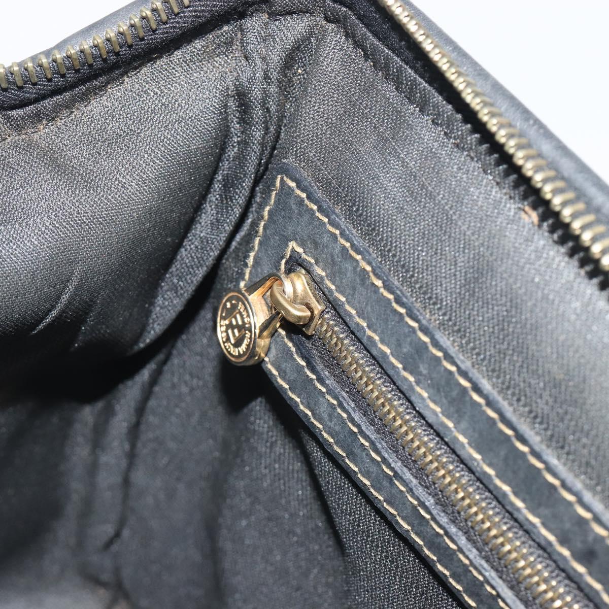 FENDI Pecan Canvas Boston Bag PVC Black Brown Auth 195590