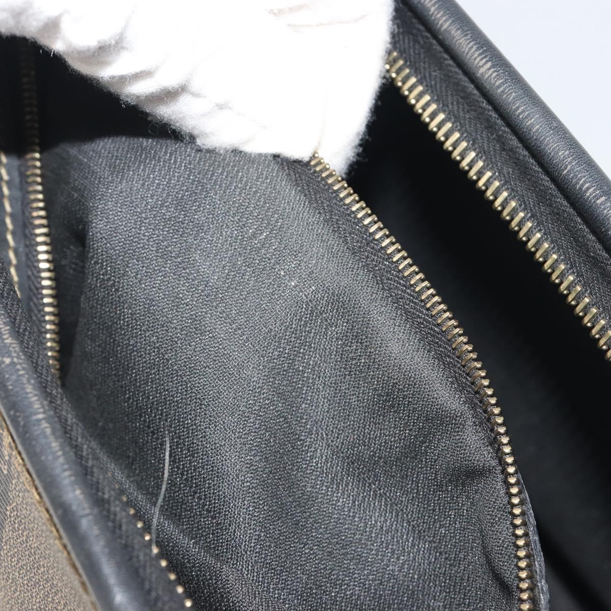 FENDI Pecan Canvas Boston Bag PVC Black Brown Auth 195590