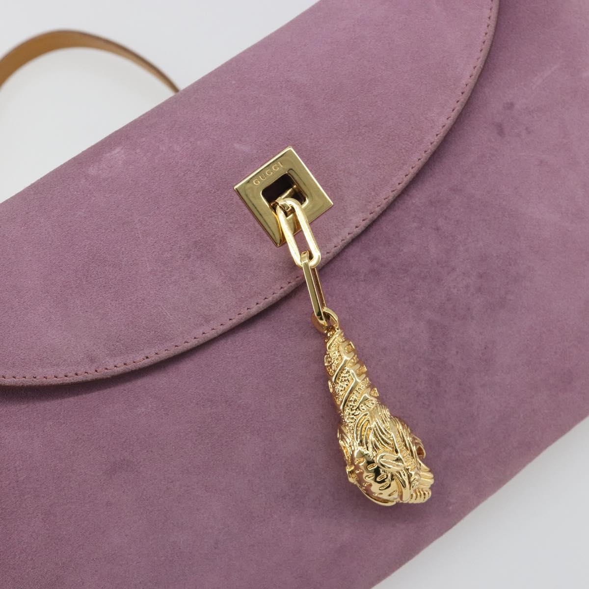 GUCCI Chain Shoulder Bag Suede Purple Gold 001 4113 Auth 195593A