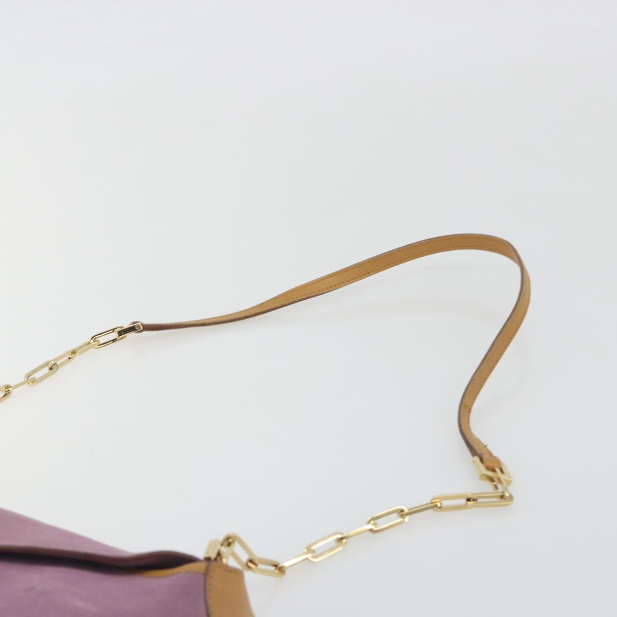 GUCCI Chain Shoulder Bag Suede Purple Gold 001 4113 Auth 195593A
