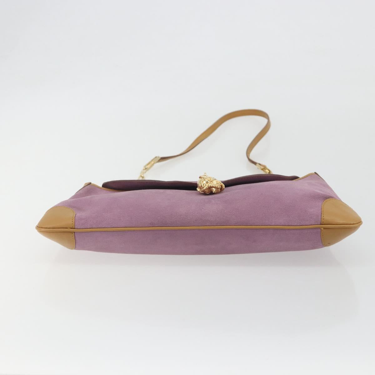 GUCCI Chain Shoulder Bag Suede Purple Gold 001 4113 Auth 195593A