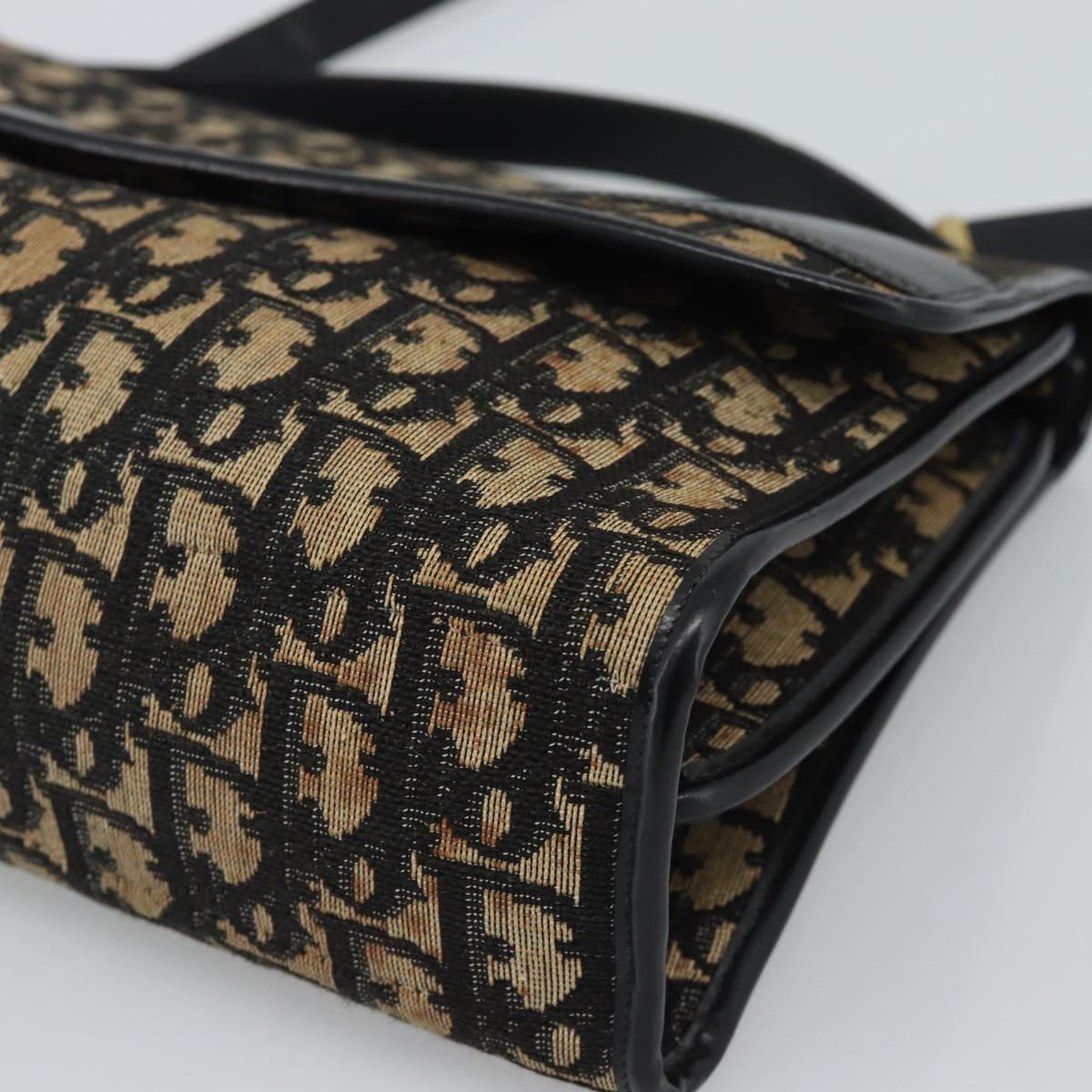 Christian Dior Trotter Canvas Shoulder Bag 2way Navy Gold Auth 195594A