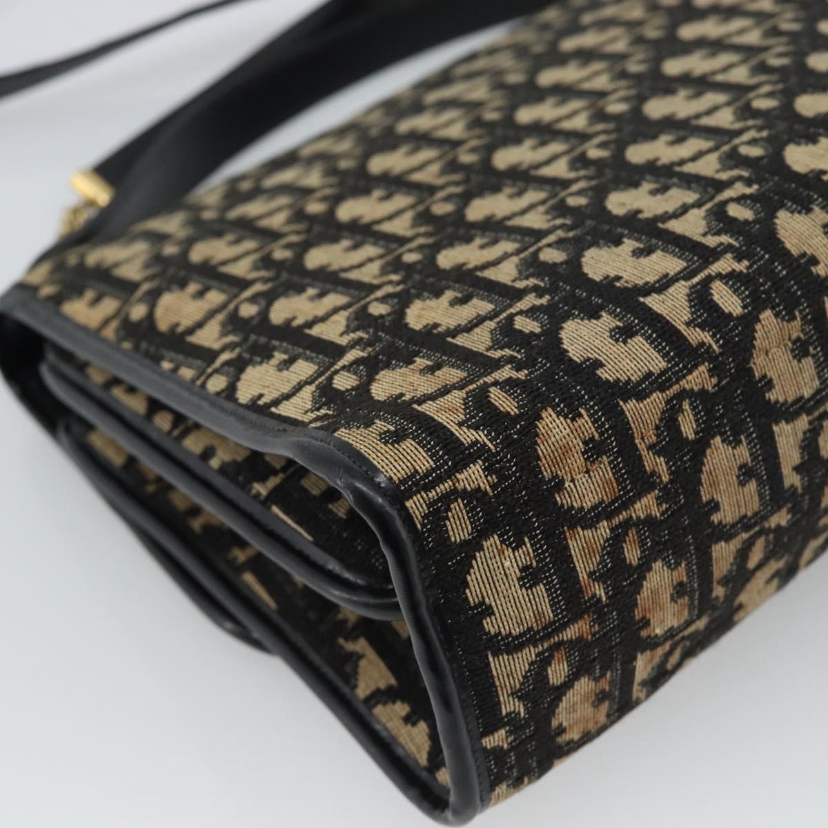 Christian Dior Trotter Canvas Shoulder Bag 2way Navy Gold Auth 195594A