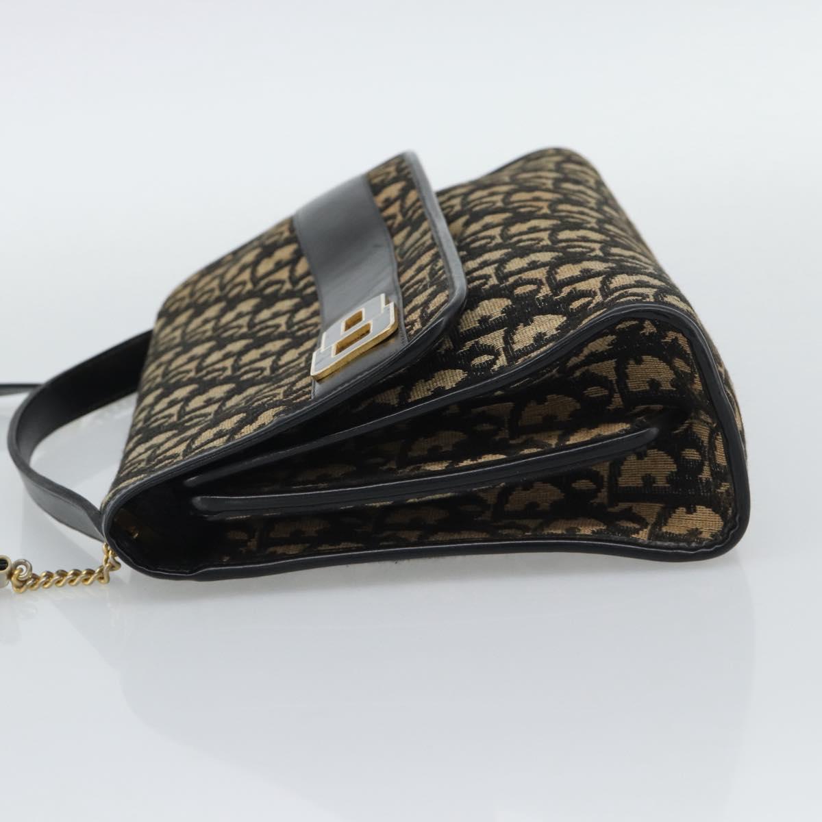 Christian Dior Trotter Canvas Shoulder Bag 2way Navy Gold Auth 195594A