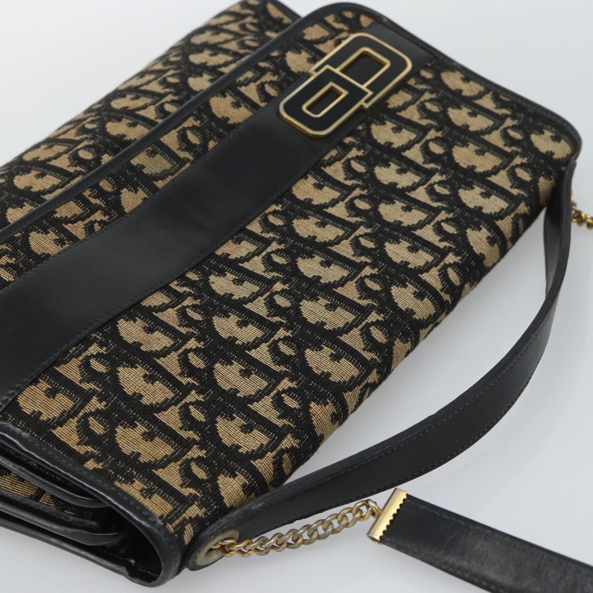 Christian Dior Trotter Canvas Shoulder Bag 2way Navy Gold Auth 195594A