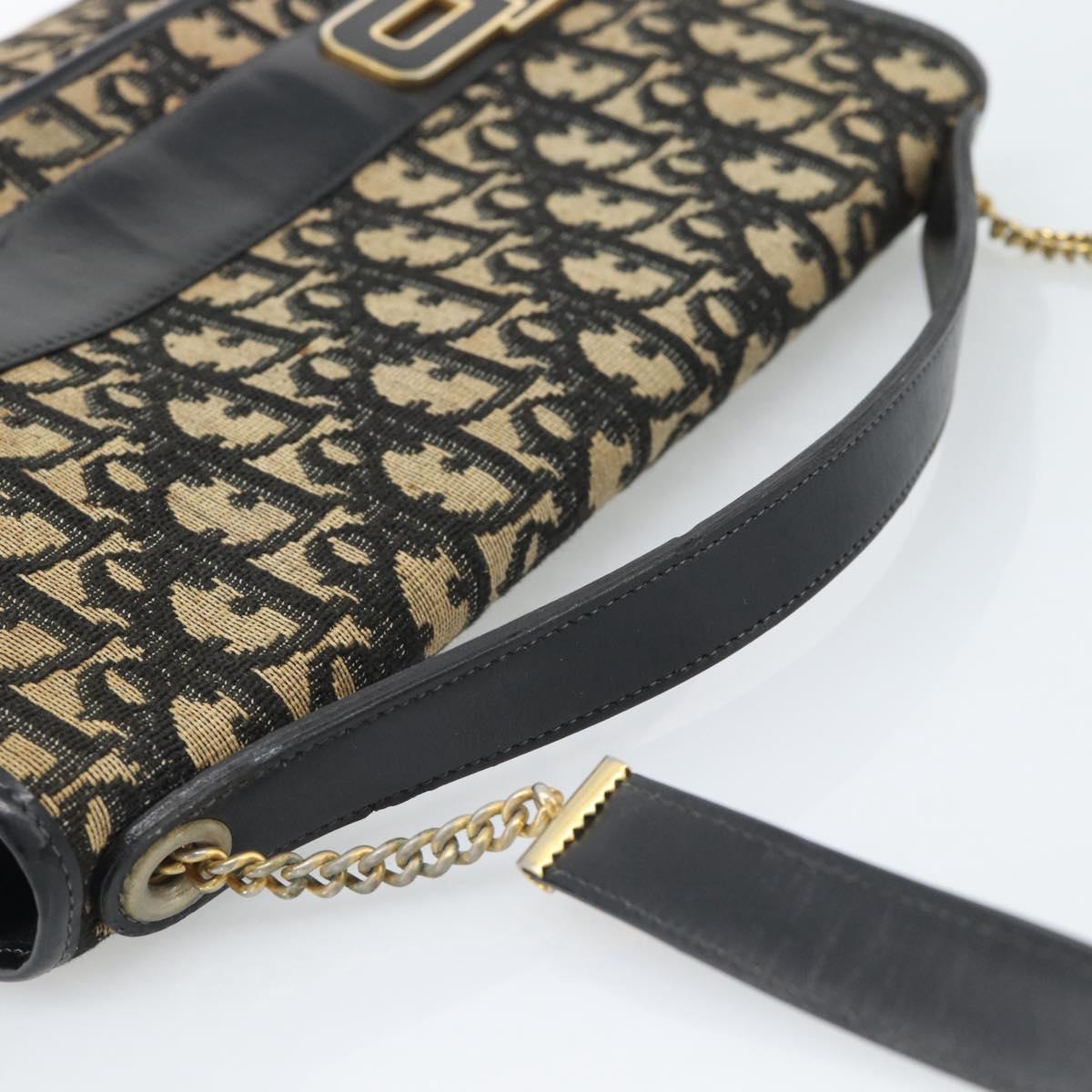 Christian Dior Trotter Canvas Shoulder Bag 2way Navy Gold Auth 195594A