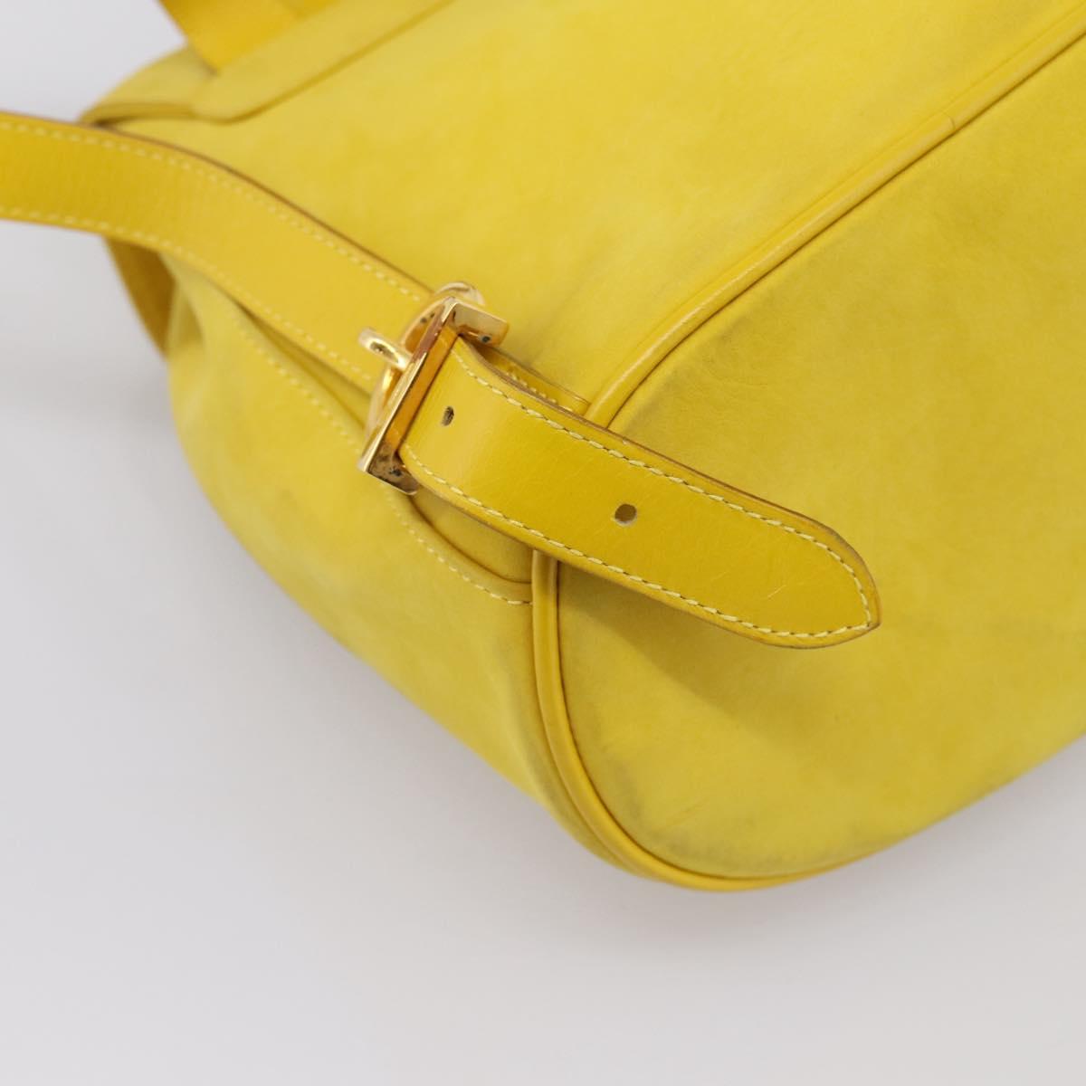 Salvatore Ferragamo Gancini Backpack Suede Yellow Gold Auth 195597A