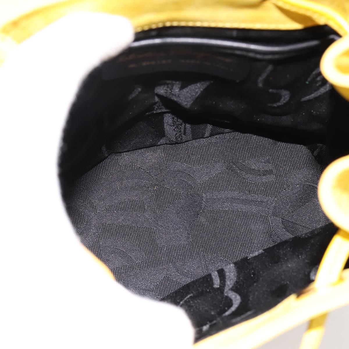 Salvatore Ferragamo Gancini Backpack Suede Yellow Gold Auth 195597A