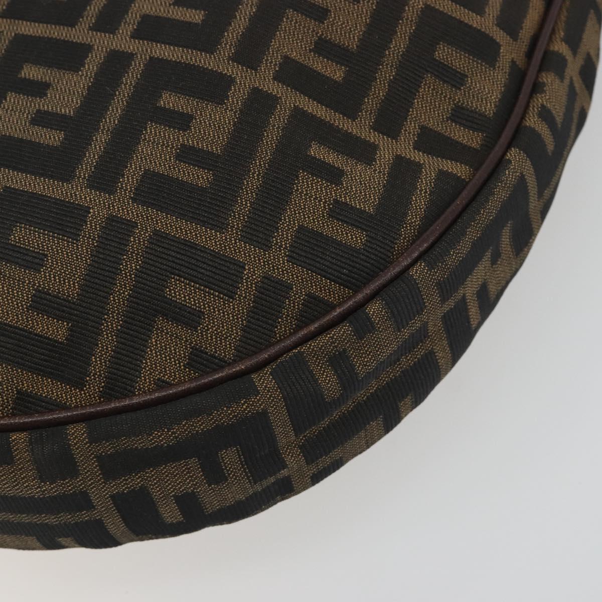 FENDI Zucca Canvas Shoulder Bag Brown Black Auth 195599