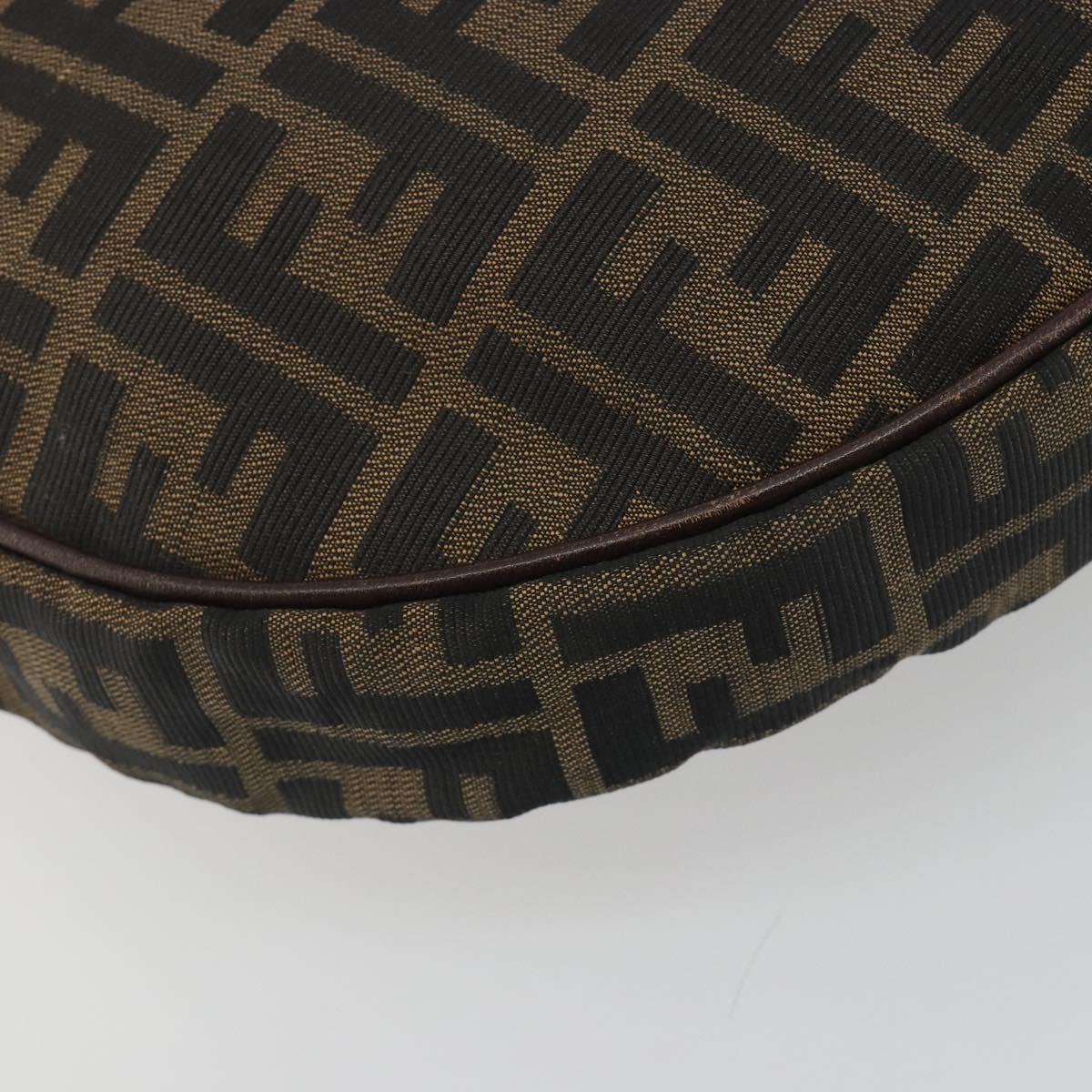 FENDI Zucca Canvas Shoulder Bag Brown Black Auth 195599