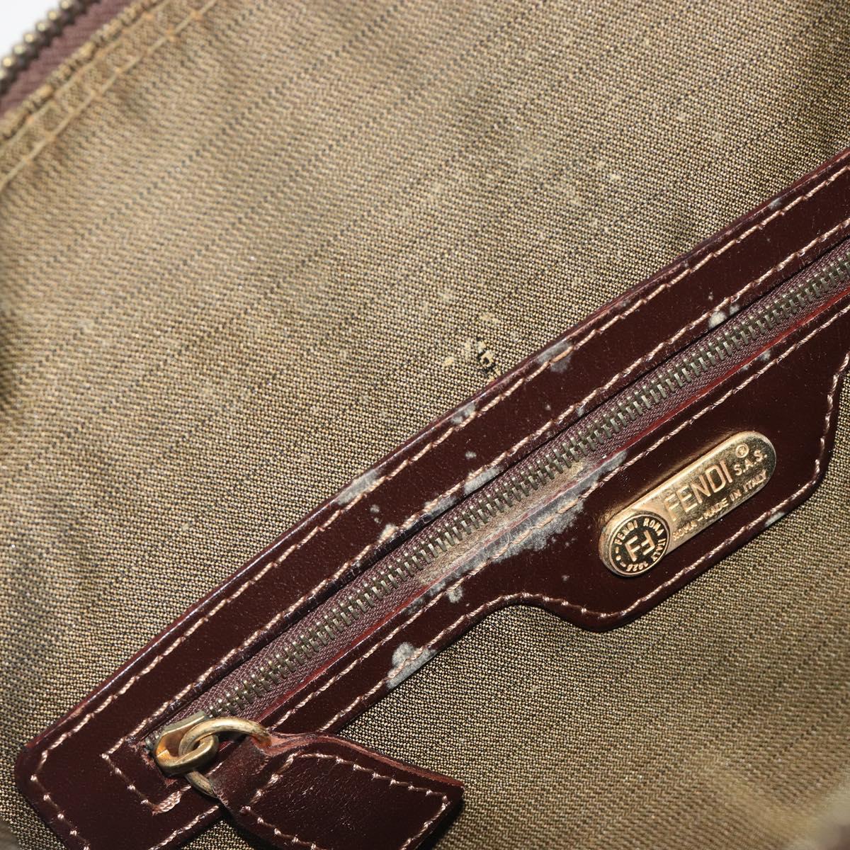 FENDI Zucca Canvas Shoulder Bag Brown Black Auth 195599
