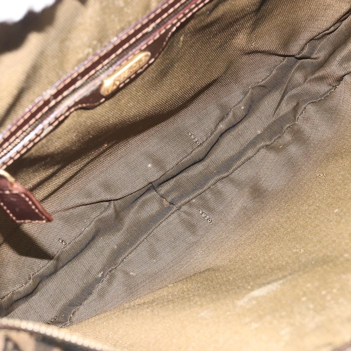 FENDI Zucca Canvas Shoulder Bag Brown Black Auth 195599