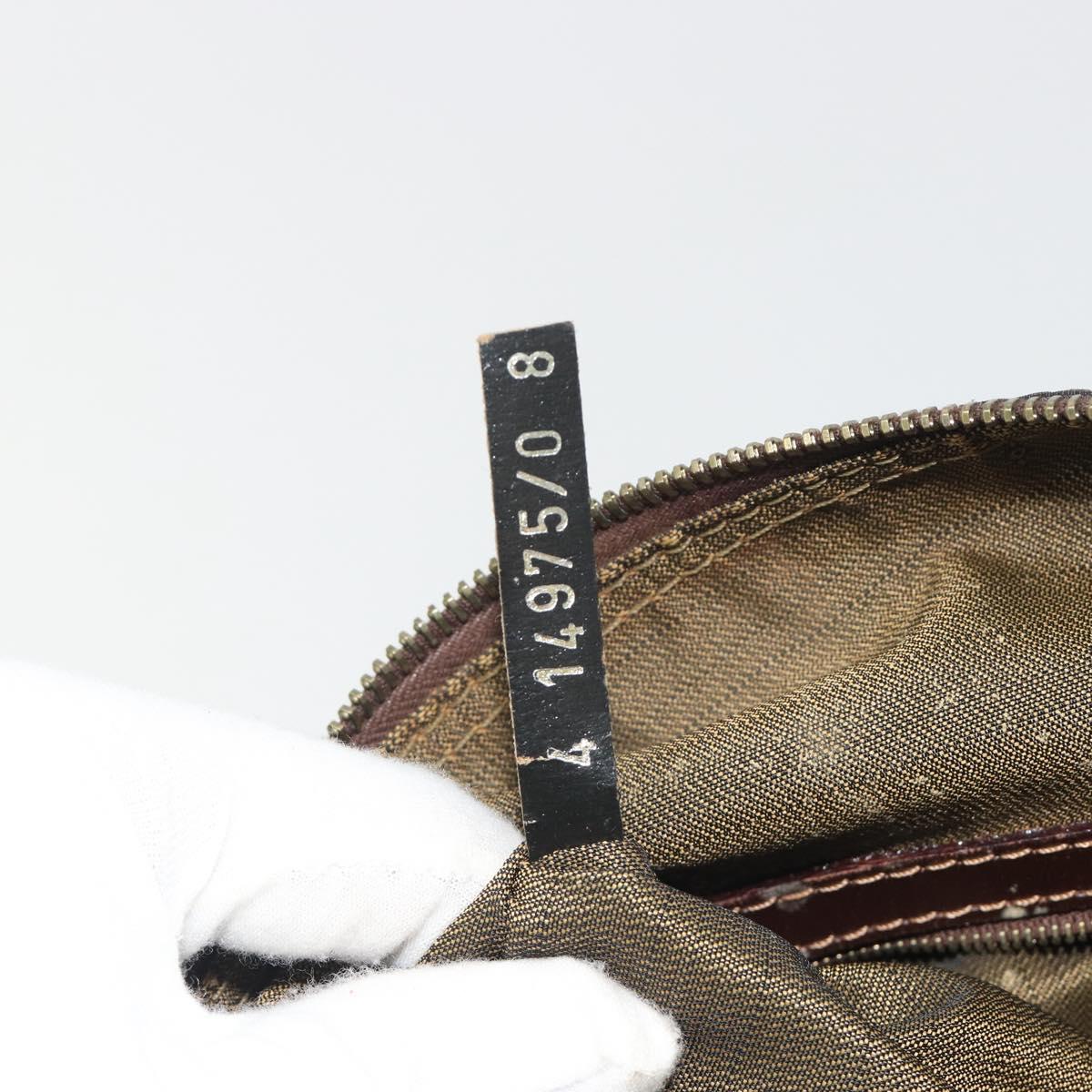 FENDI Zucca Canvas Shoulder Bag Brown Black Auth 195599