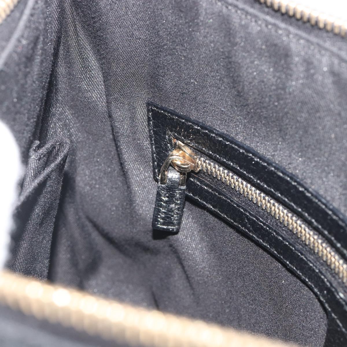 GUCCI GG Canvas Bamboo Shoulder Bag Black Gold 137378 Auth 195600V