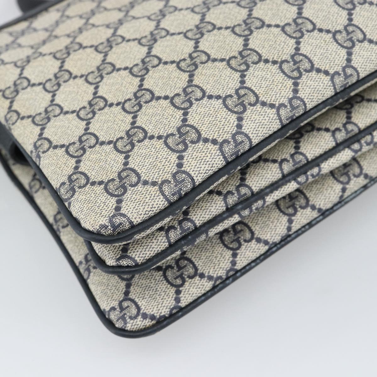 GUCCI GG Supreme Sherry Line Bag PVC Leather Navy Gold 02 14 013 Auth 195601