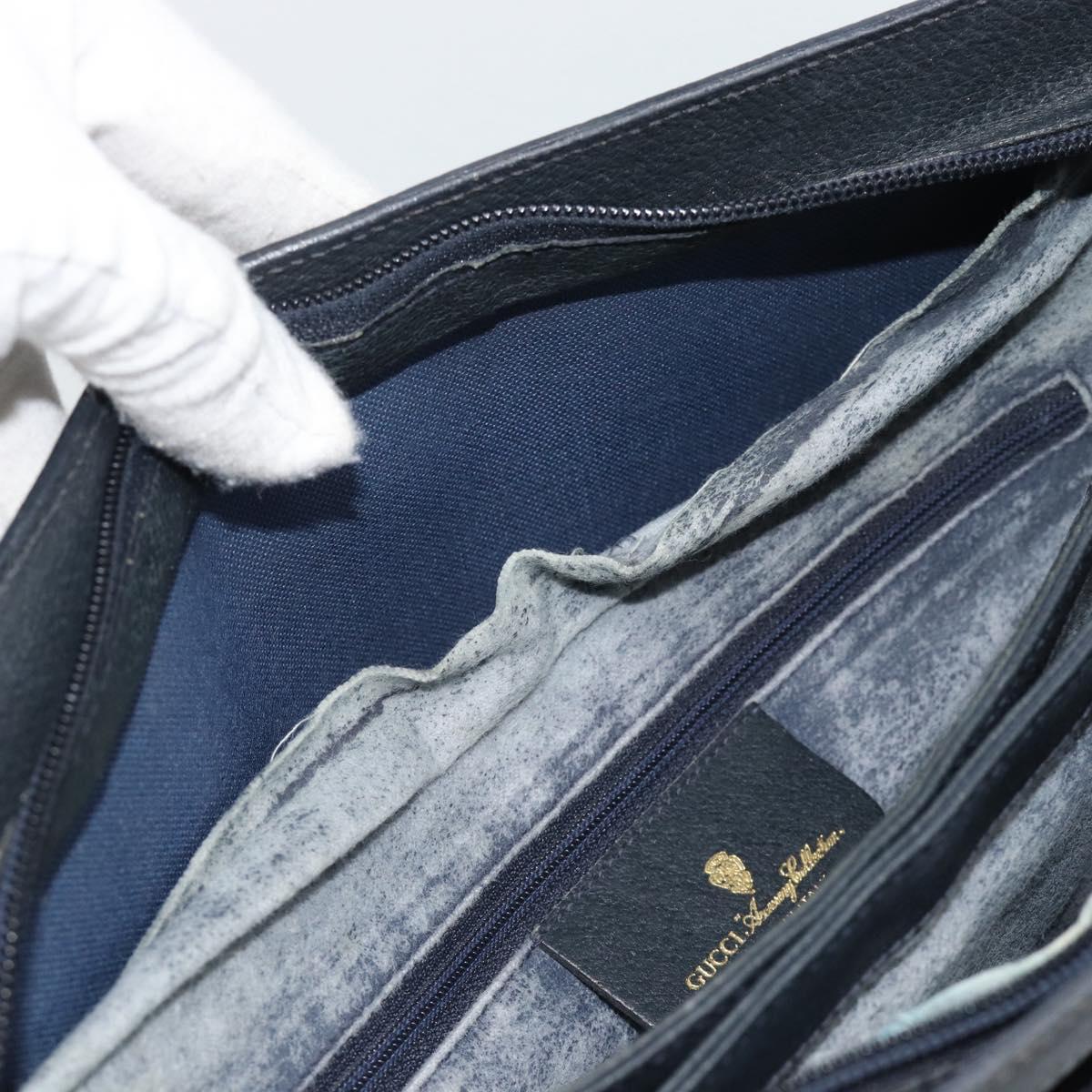 GUCCI GG Supreme Sherry Line Bag PVC Leather Navy Gold 02 14 013 Auth 195601