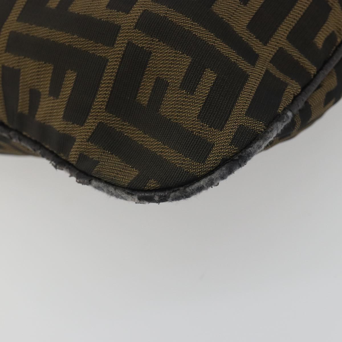FENDI Zucca Canvas Shoulder Bag Brown Black Auth 195603