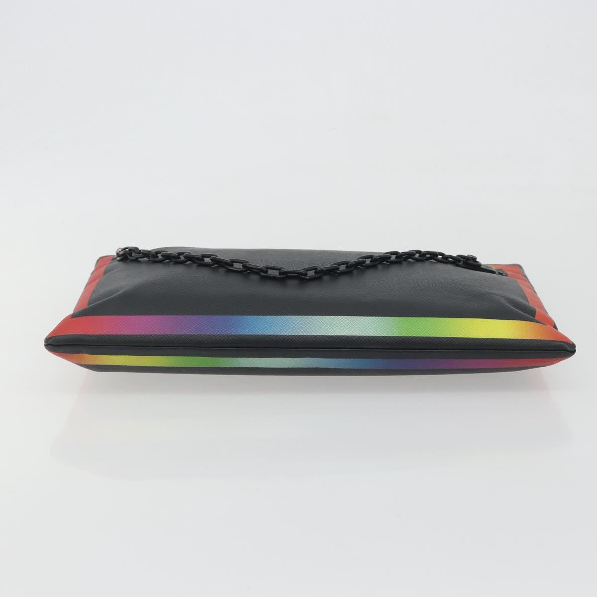 LOUIS VUITTON taiga rainbow Chain Pochette A4 Bag Black M30347 LV Auth 195606A