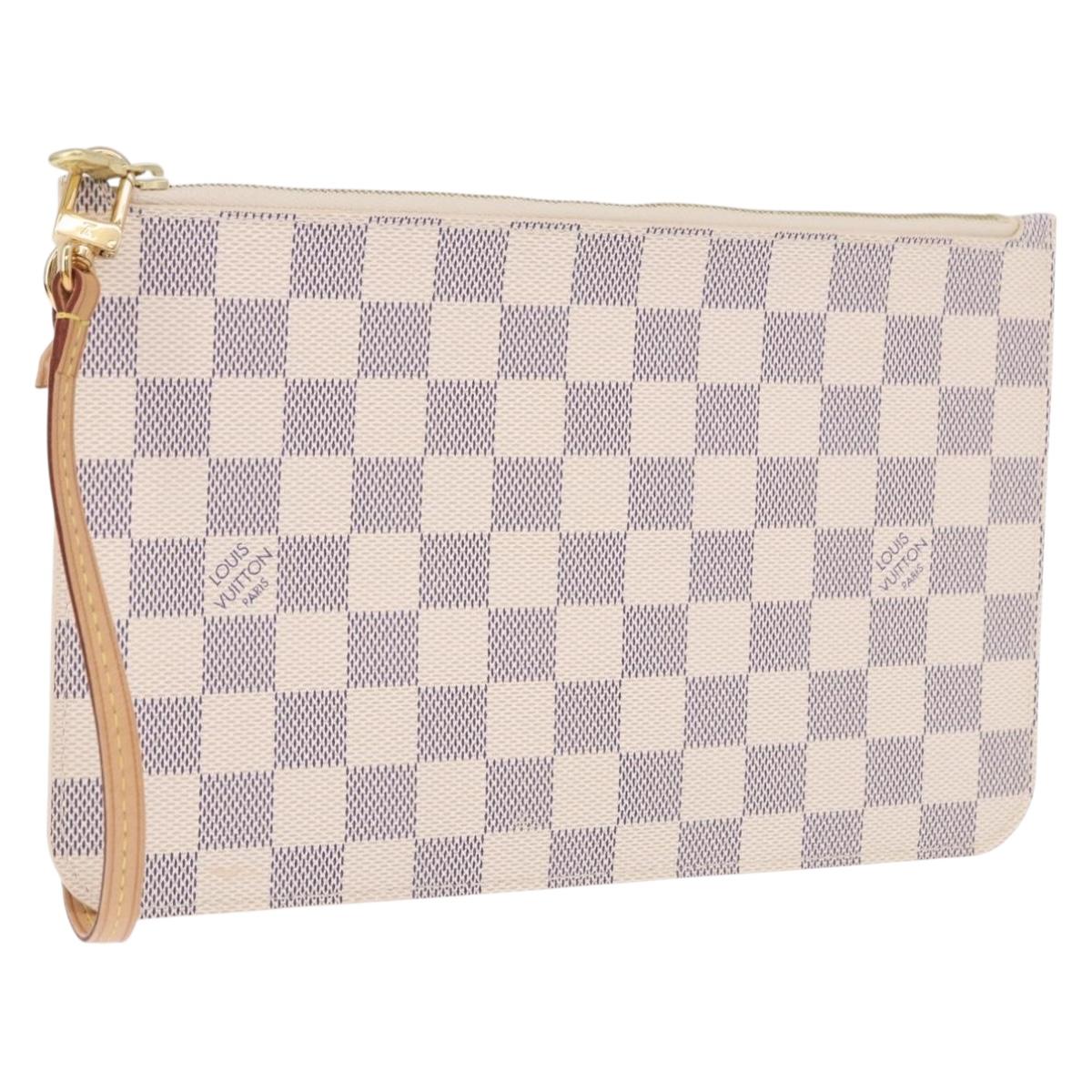LOUIS VUITTON Damier Azur Neverfull MM Pouch Pouch LV Auth 195608V