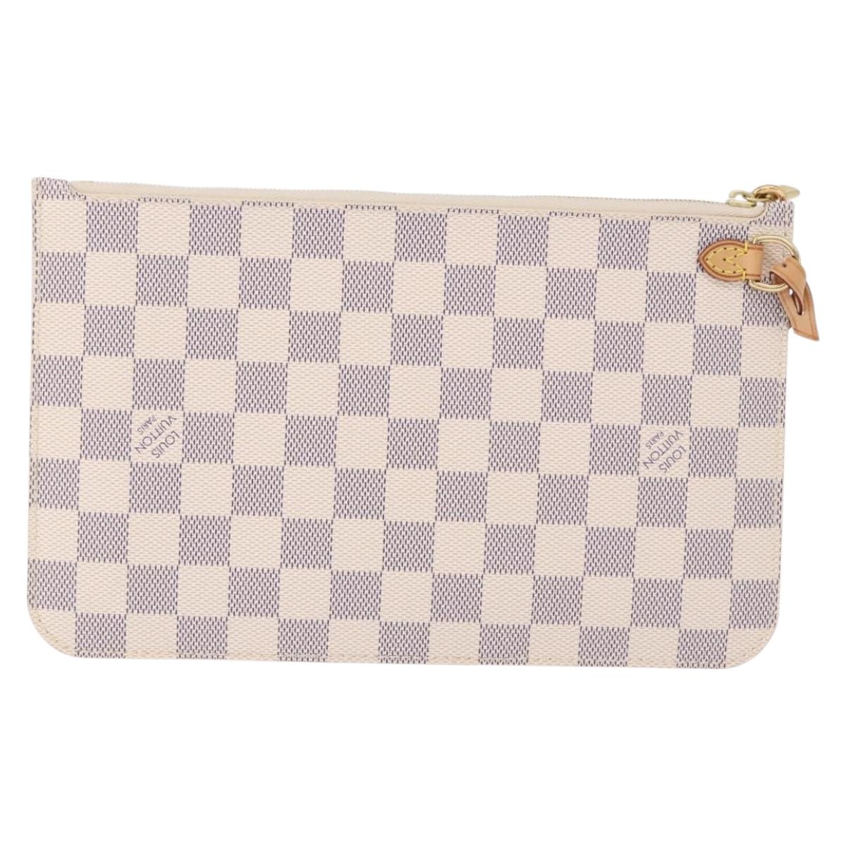 LOUIS VUITTON Damier Azur Neverfull MM Pouch Pouch LV Auth 195608V