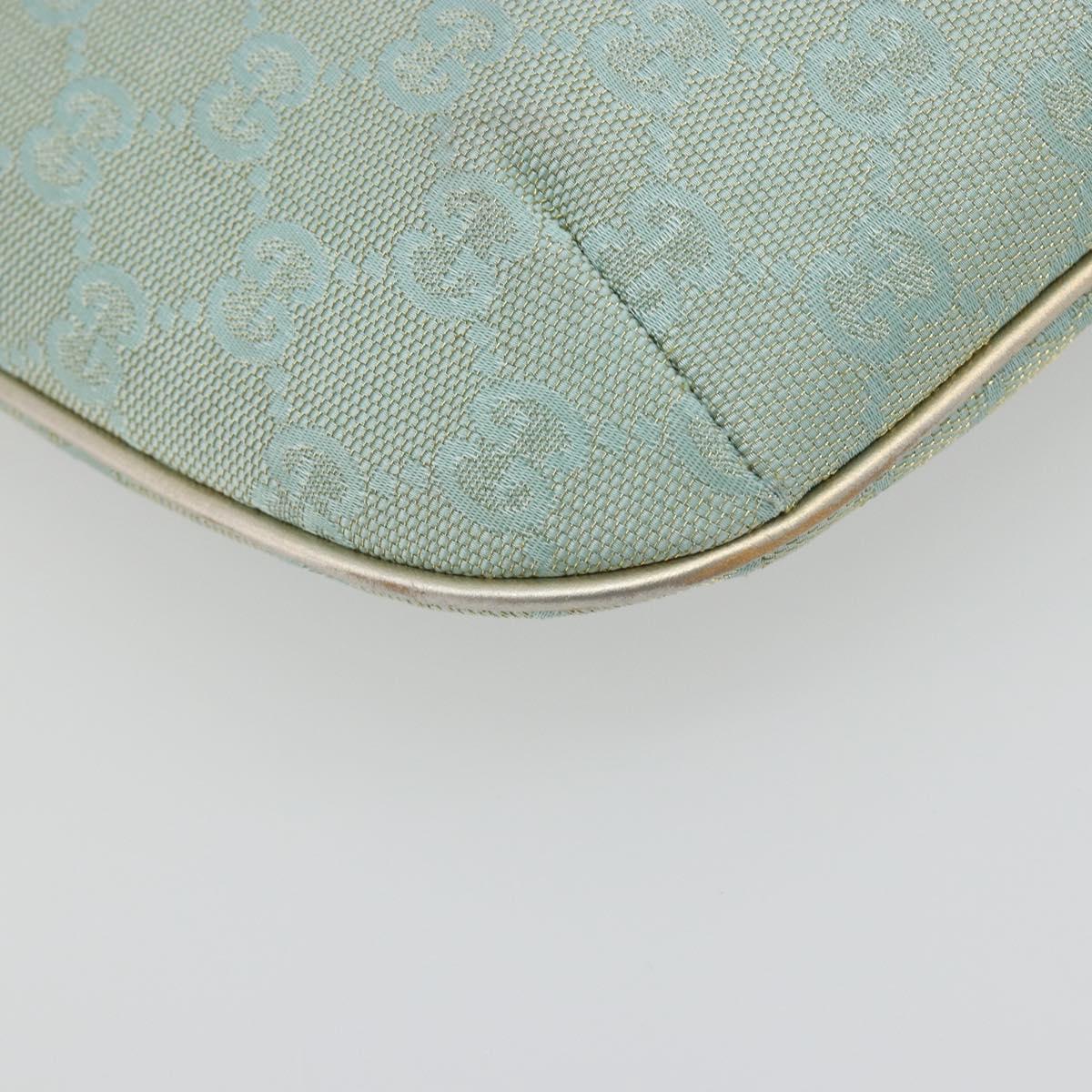 GUCCI GG Canvas Shoulder Bag Light Blue Gold 005 0813 Auth 195610A