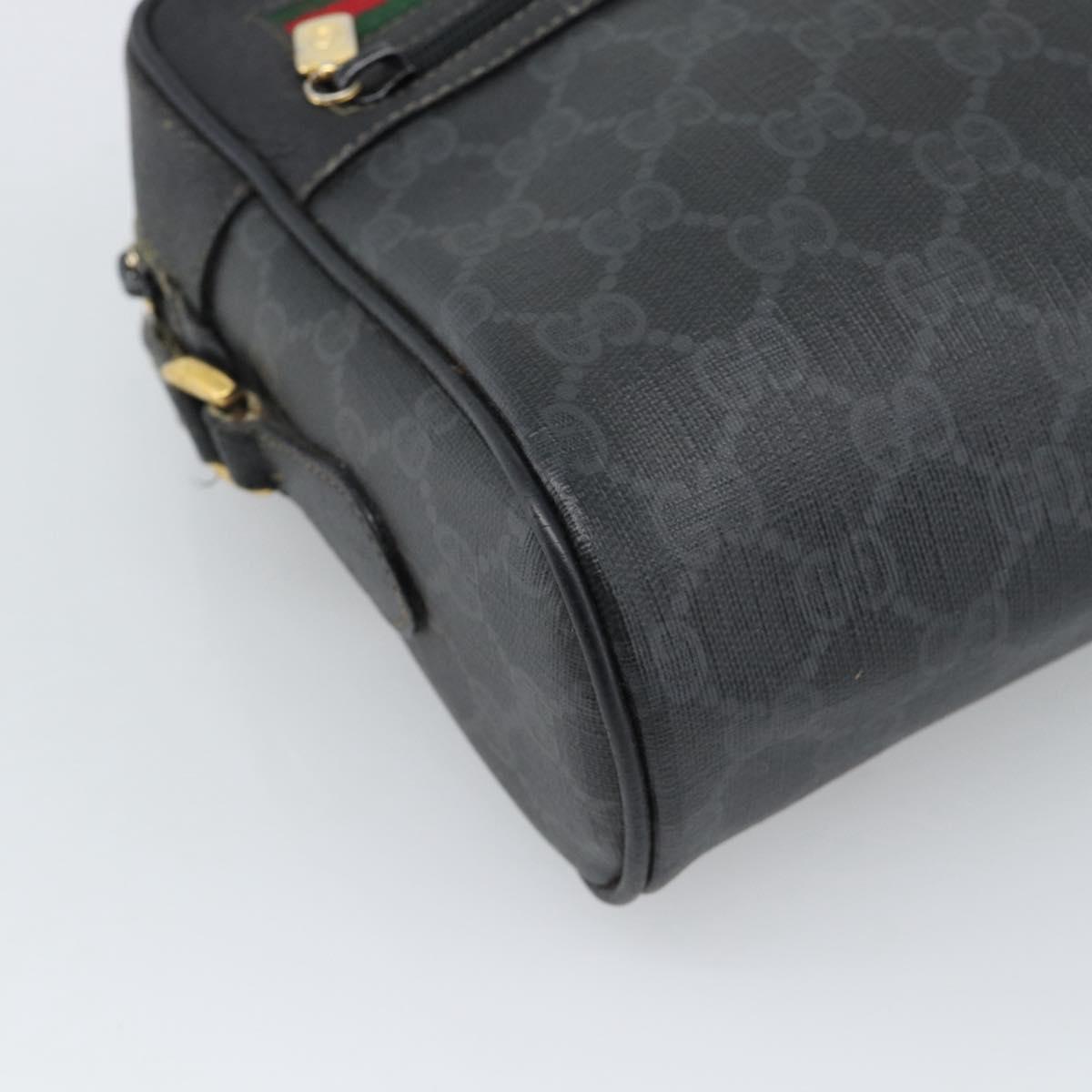 GUCCI GG Supreme Web Sherry Line Bag PVC Black Gold 72 02 088 Auth 195611