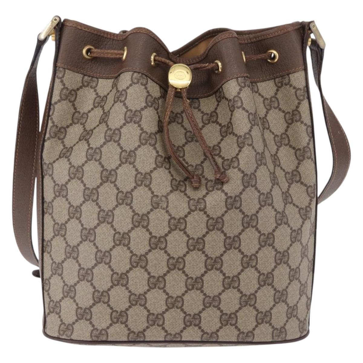 GUCCI GG Supreme Shoulder Bag PVC Beige Gold 001 115 6179 Auth 195630
