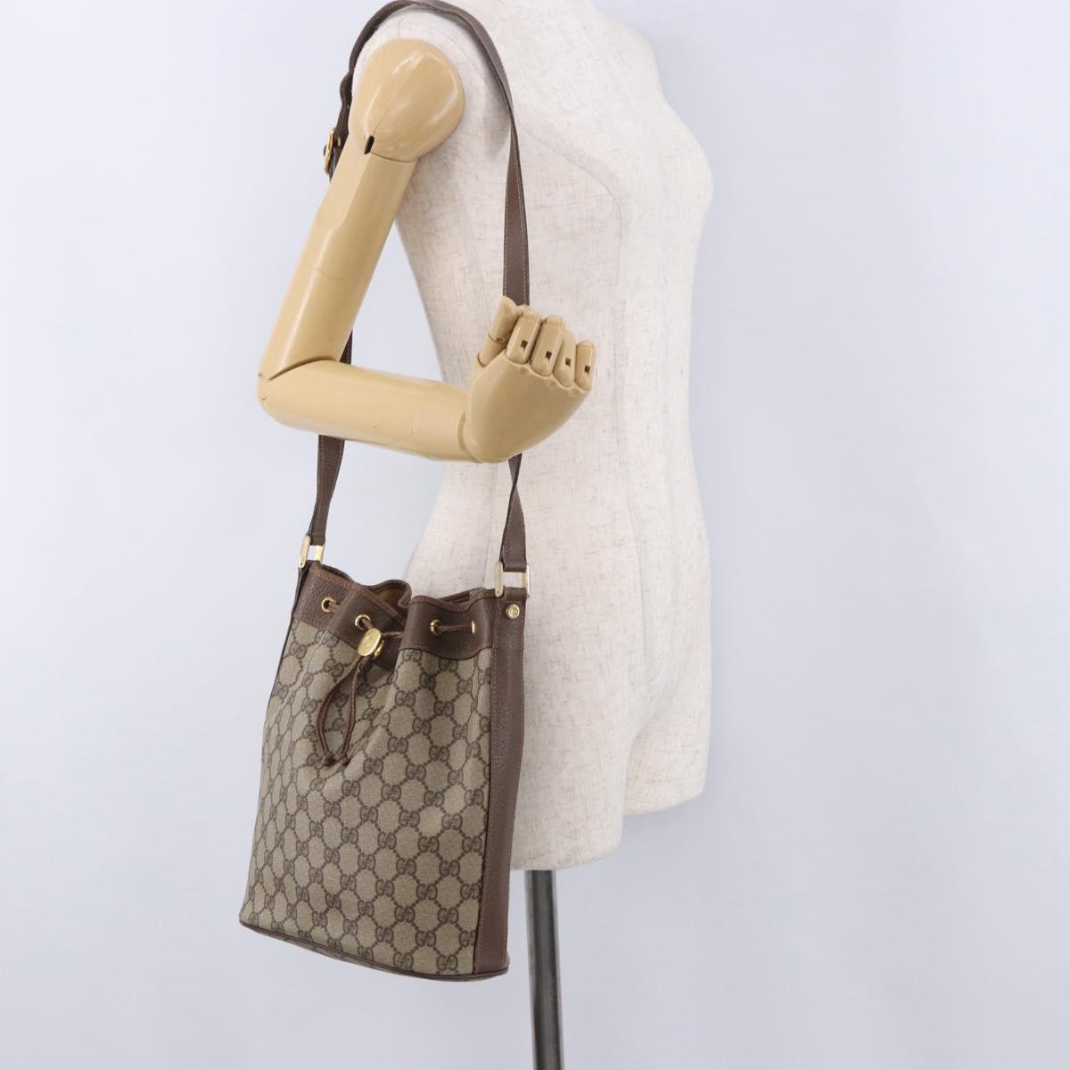 GUCCI GG Supreme Shoulder Bag PVC Beige Gold 001 115 6179 Auth 195630