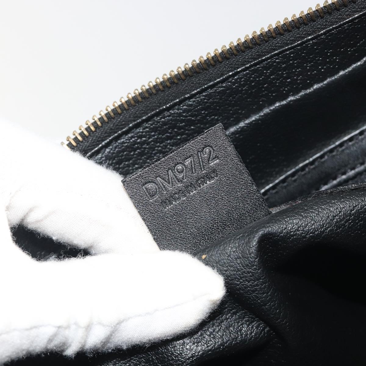 CELINE Macadam Canvas Shoulder Bag PVC Leather Black Gold Auth 195631V