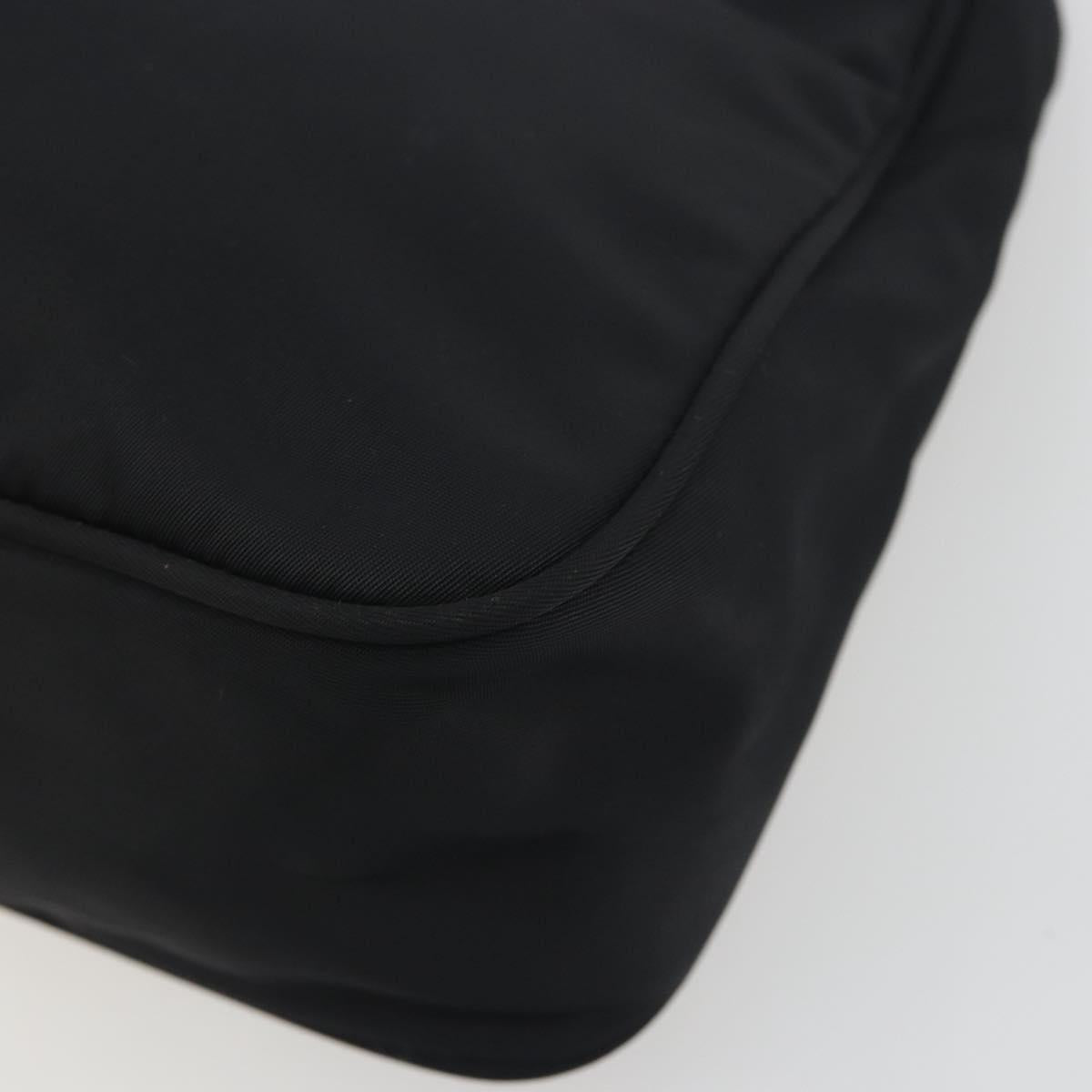 PRADA Hand Pouch Nylon Black Silver Auth 195635V