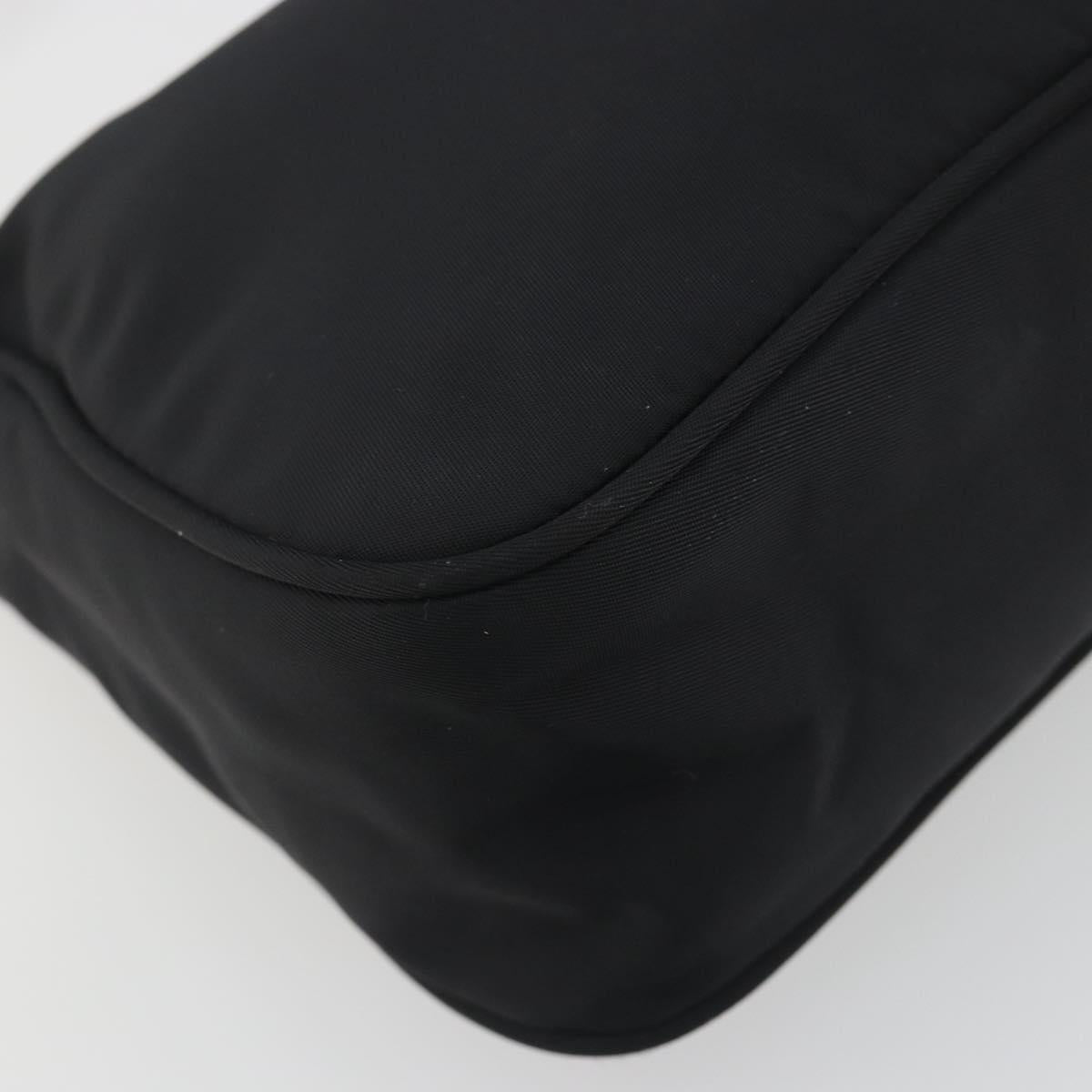 PRADA Hand Pouch Nylon Black Silver Auth 195635V