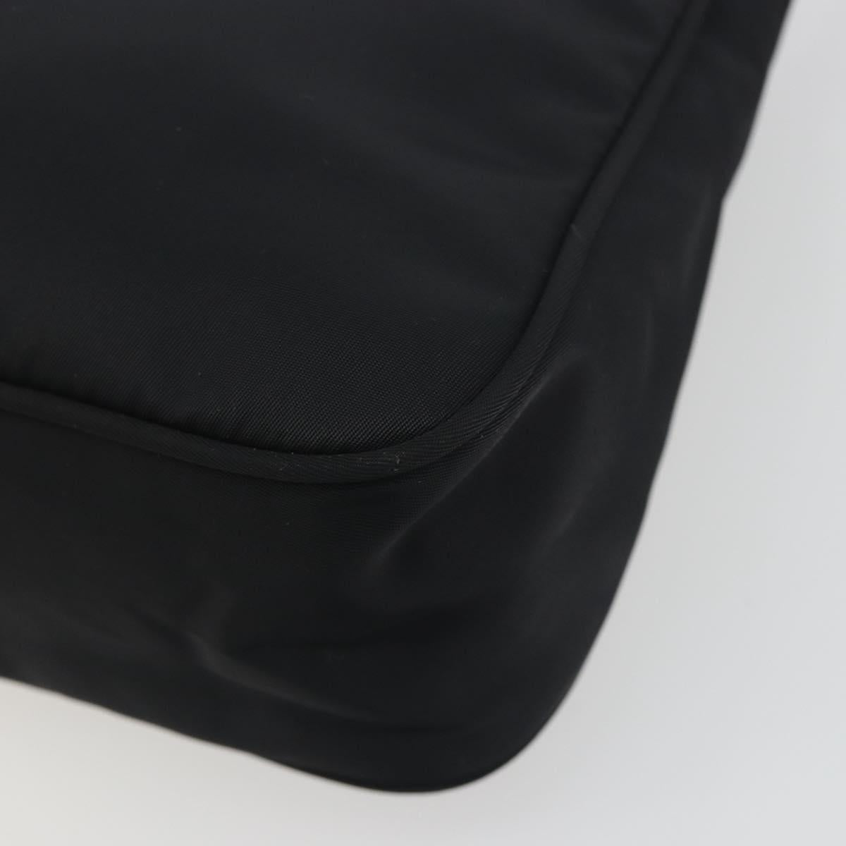 PRADA Hand Pouch Nylon Black Silver Auth 195635V