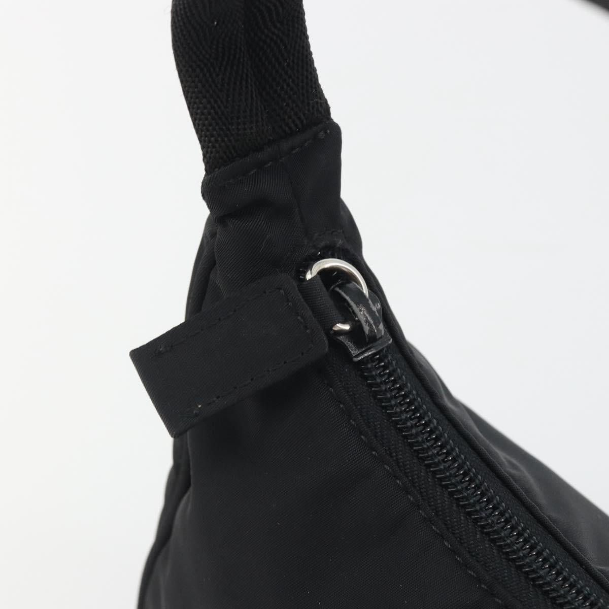 PRADA Hand Pouch Nylon Black Silver Auth 195635V