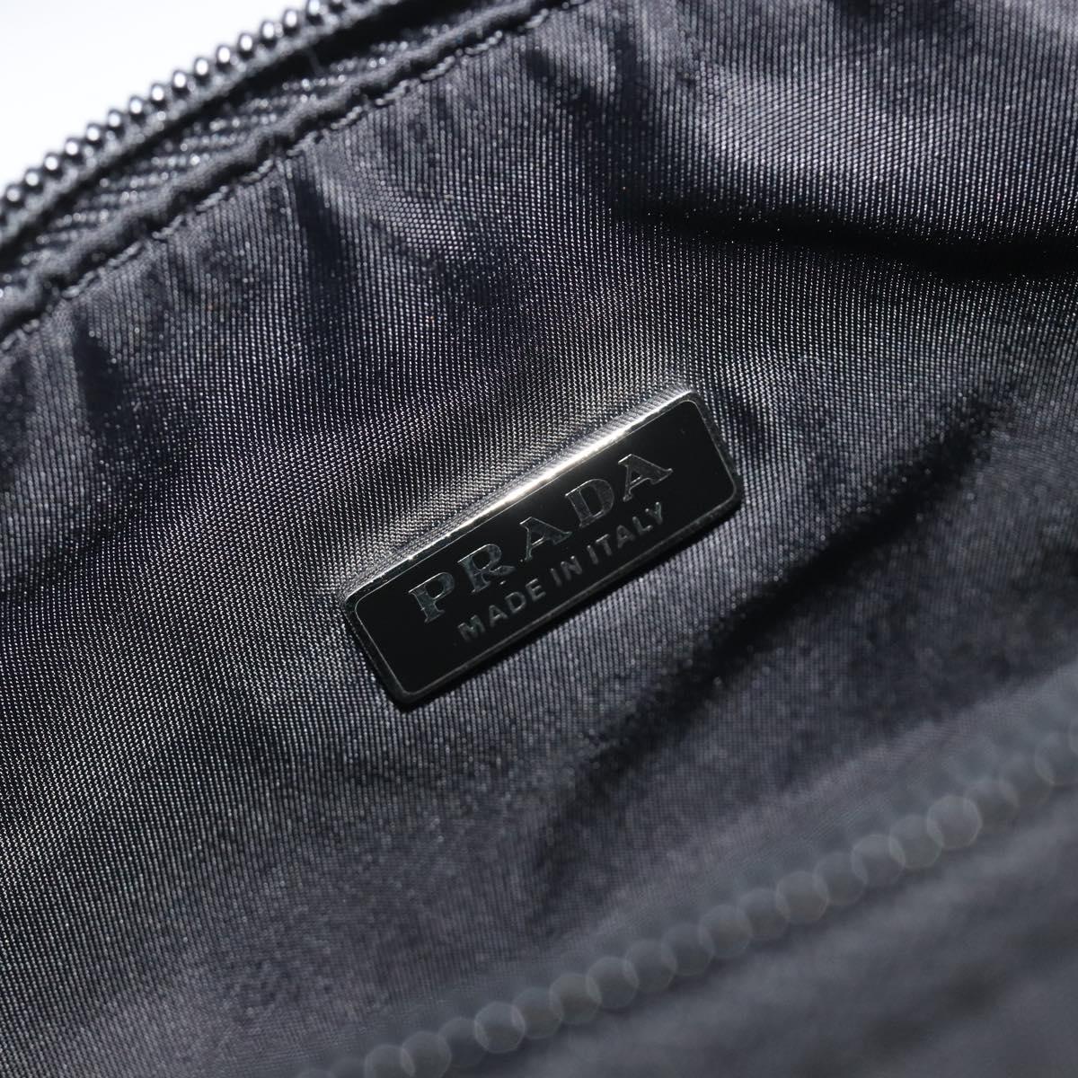PRADA Hand Pouch Nylon Black Silver Auth 195635V