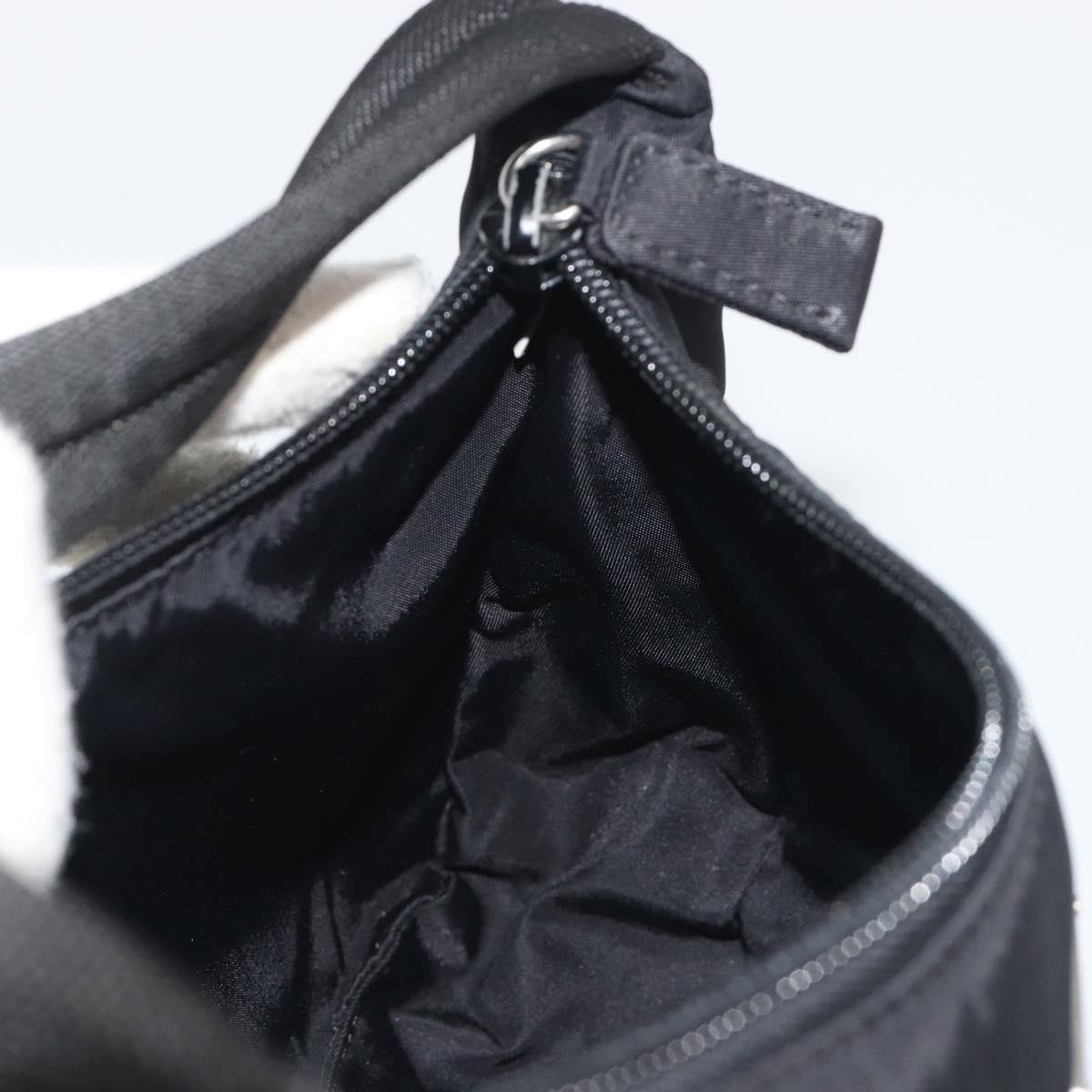 PRADA Hand Pouch Nylon Black Silver Auth 195635V