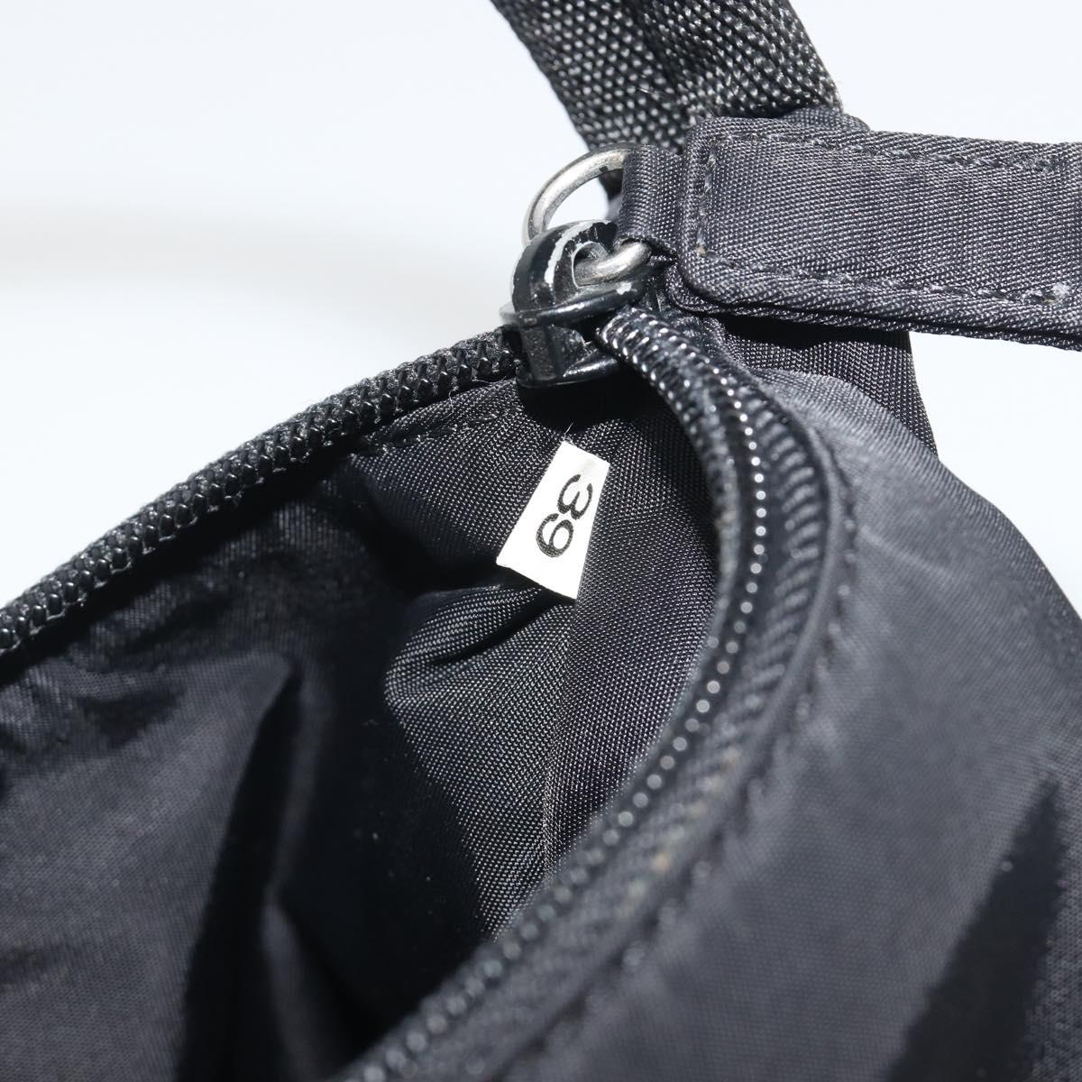 PRADA Hand Pouch Nylon Black Silver Auth 195635V