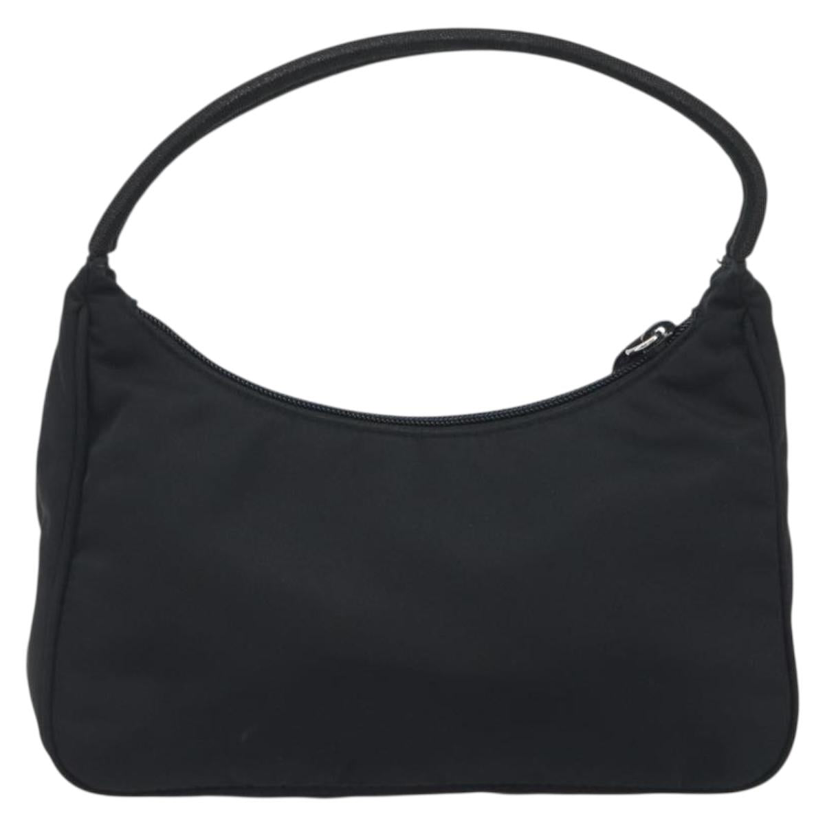 PRADA Hand Pouch Nylon Black Silver Auth 195635V