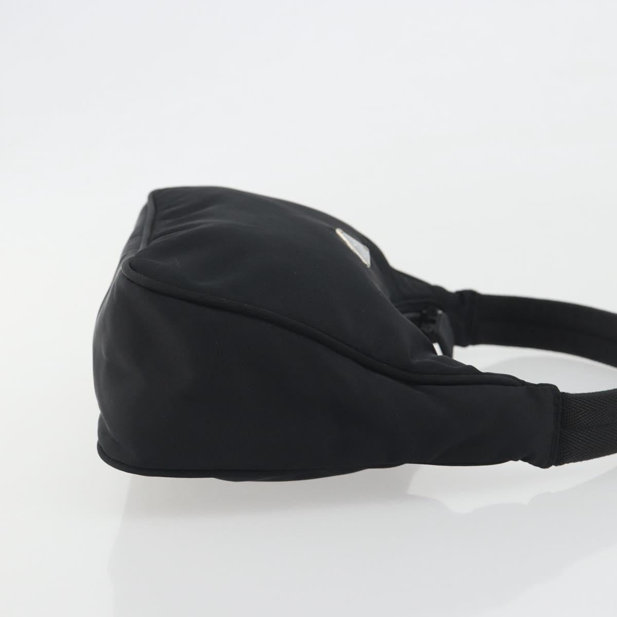 PRADA Hand Pouch Nylon Black Silver Auth 195635V