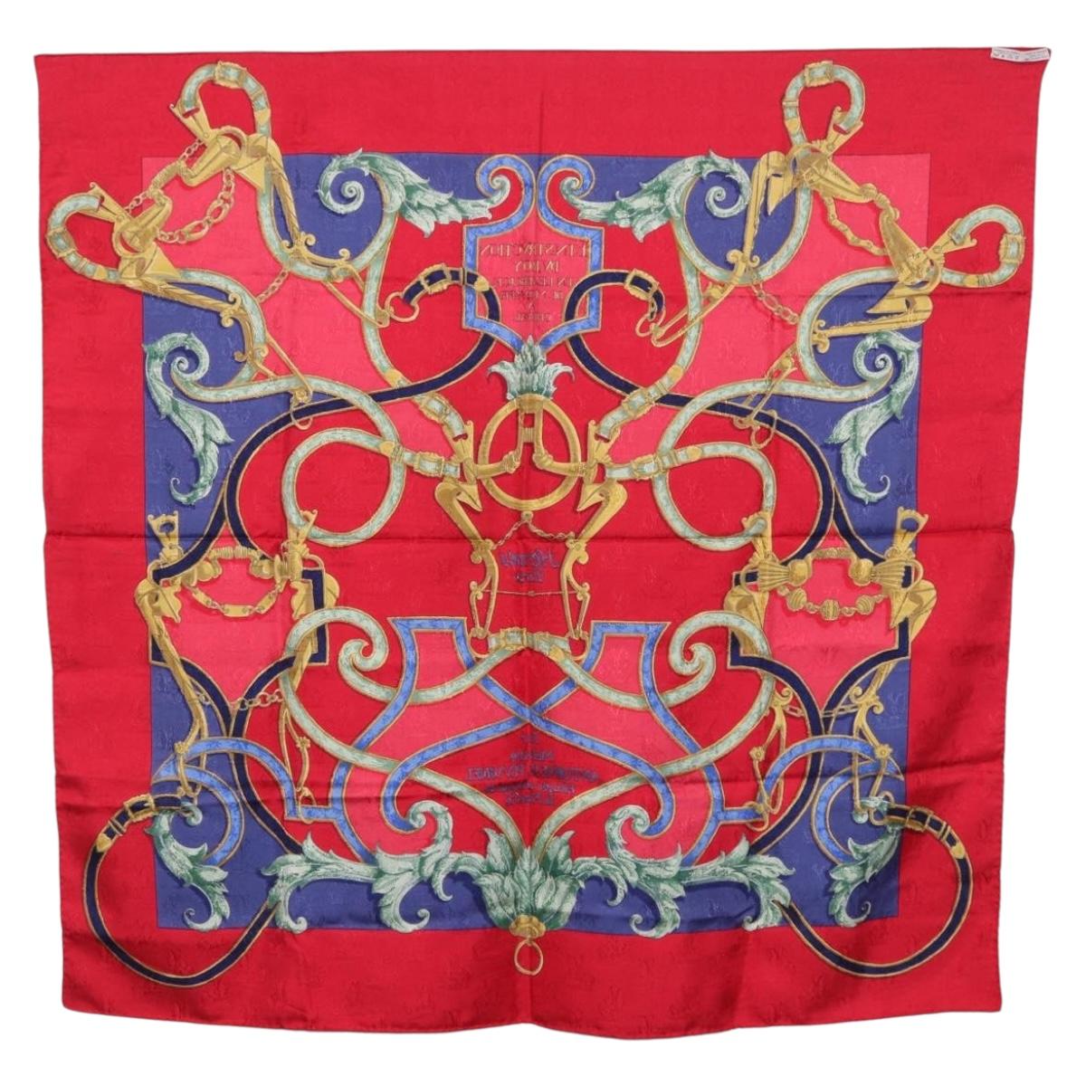 HERMES Carre90 Scarf Silk Red Auth 195639
