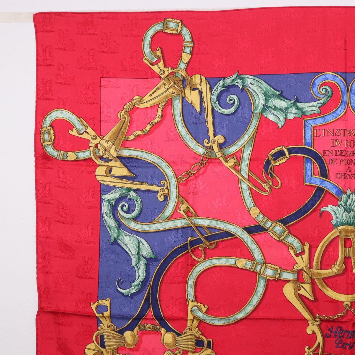 HERMES Carre90 Scarf Silk Red Auth 195639