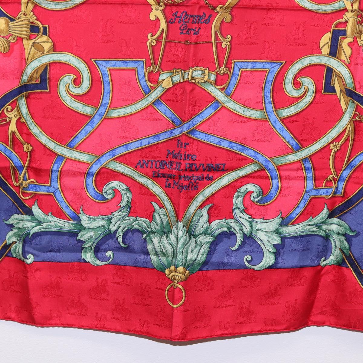 HERMES Carre90 Scarf Silk Red Auth 195639