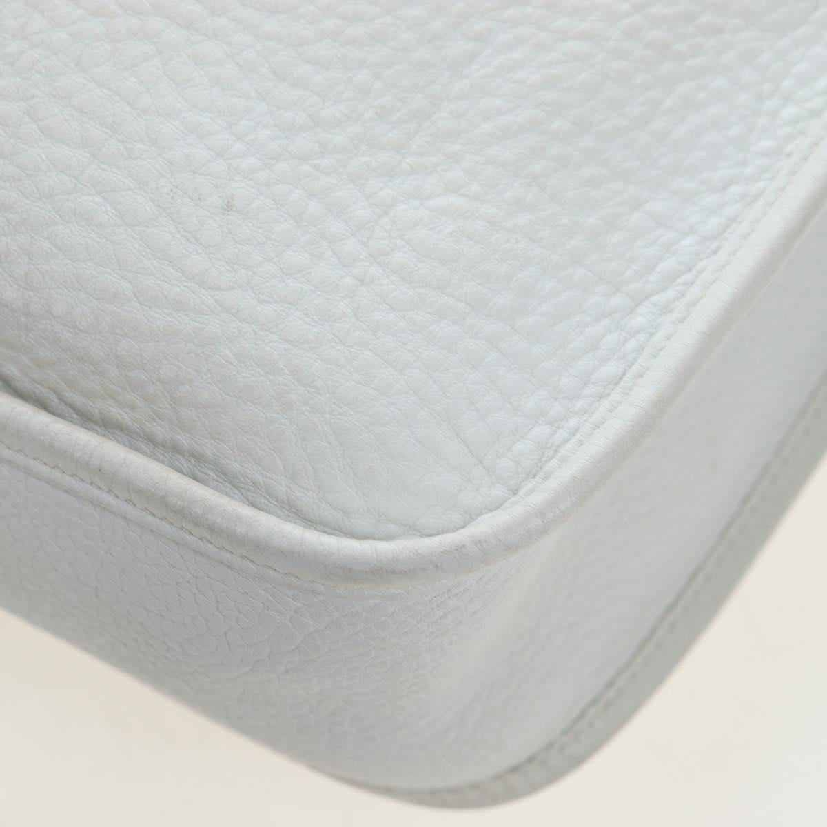 HERMES Evelyn 1GM Shoulder Bag Leather White Silver Auth 195640SAM
