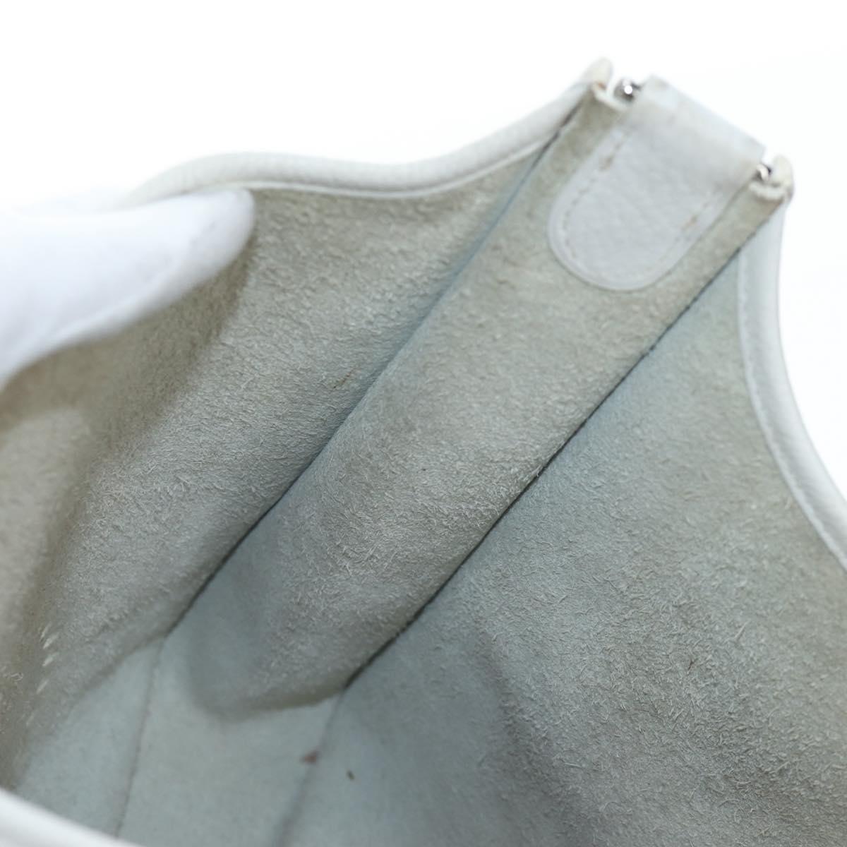 HERMES Evelyn 1GM Shoulder Bag Leather White Silver Auth 195640SAM