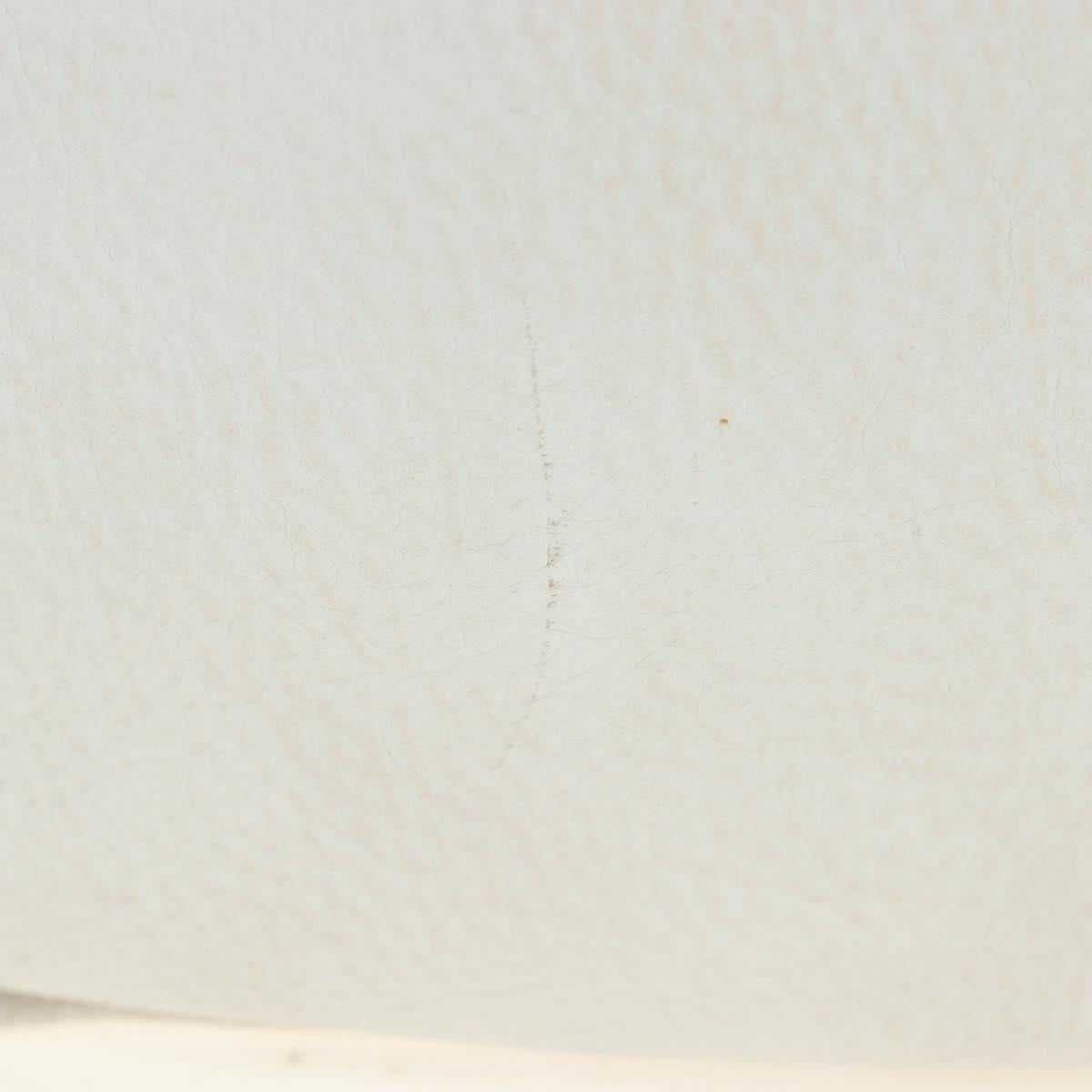 HERMES Evelyn 1GM Shoulder Bag Leather White Silver Auth 195640SAM
