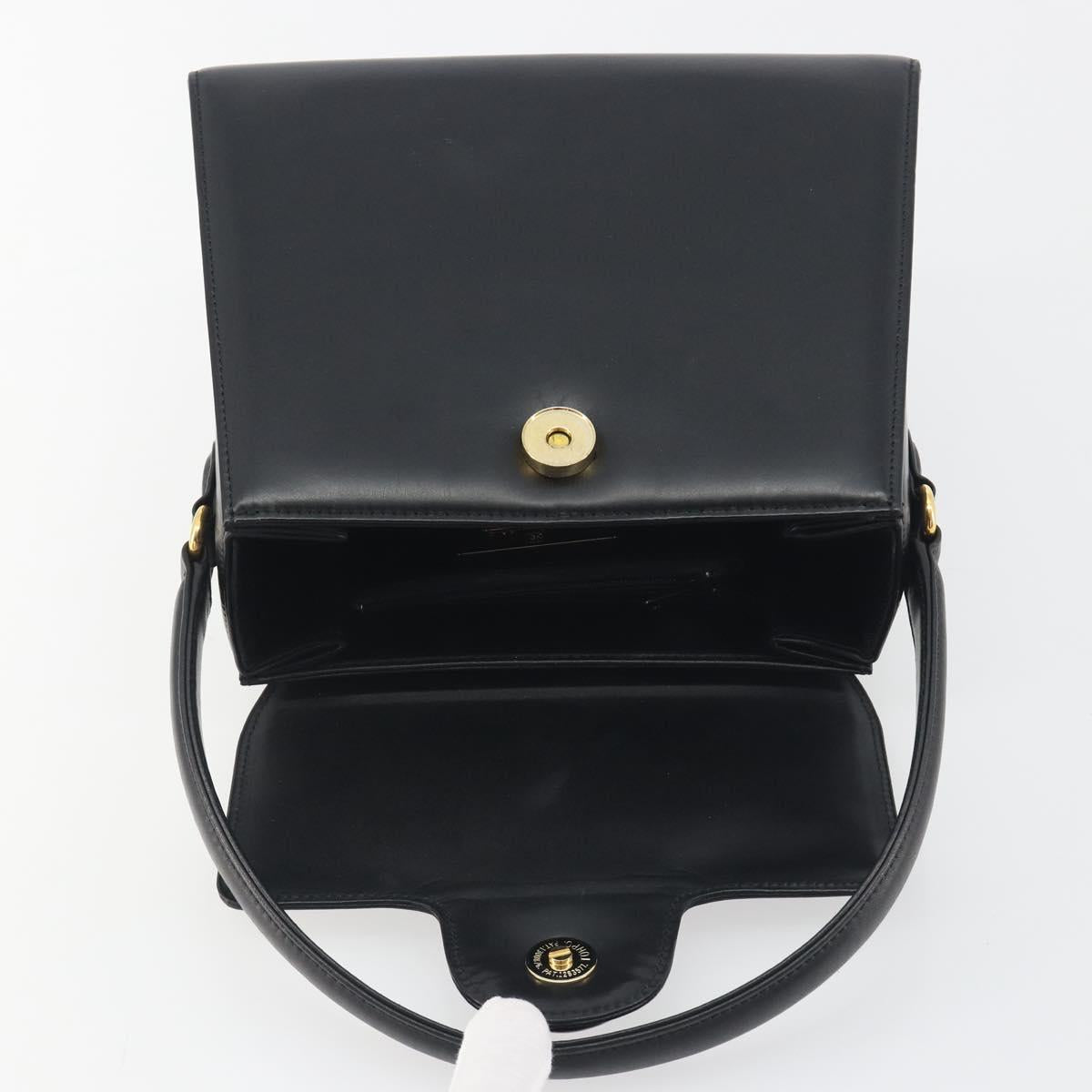 GIVENCHY Hand Bag Leather Black Gold Auth 195642A