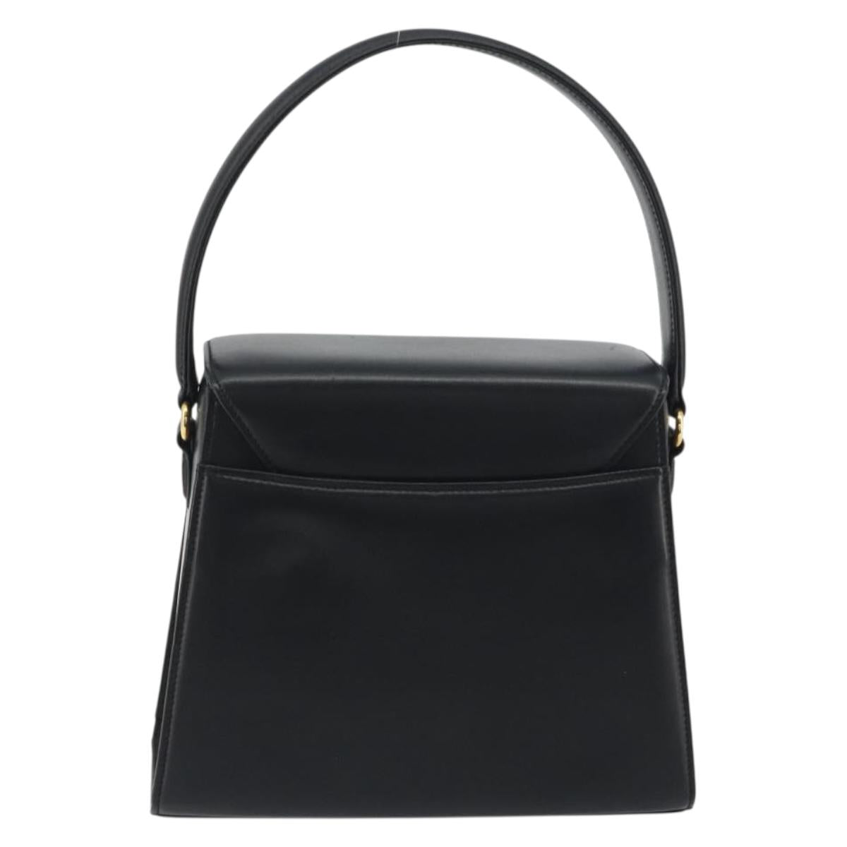 GIVENCHY Hand Bag Leather Black Gold Auth 195642A